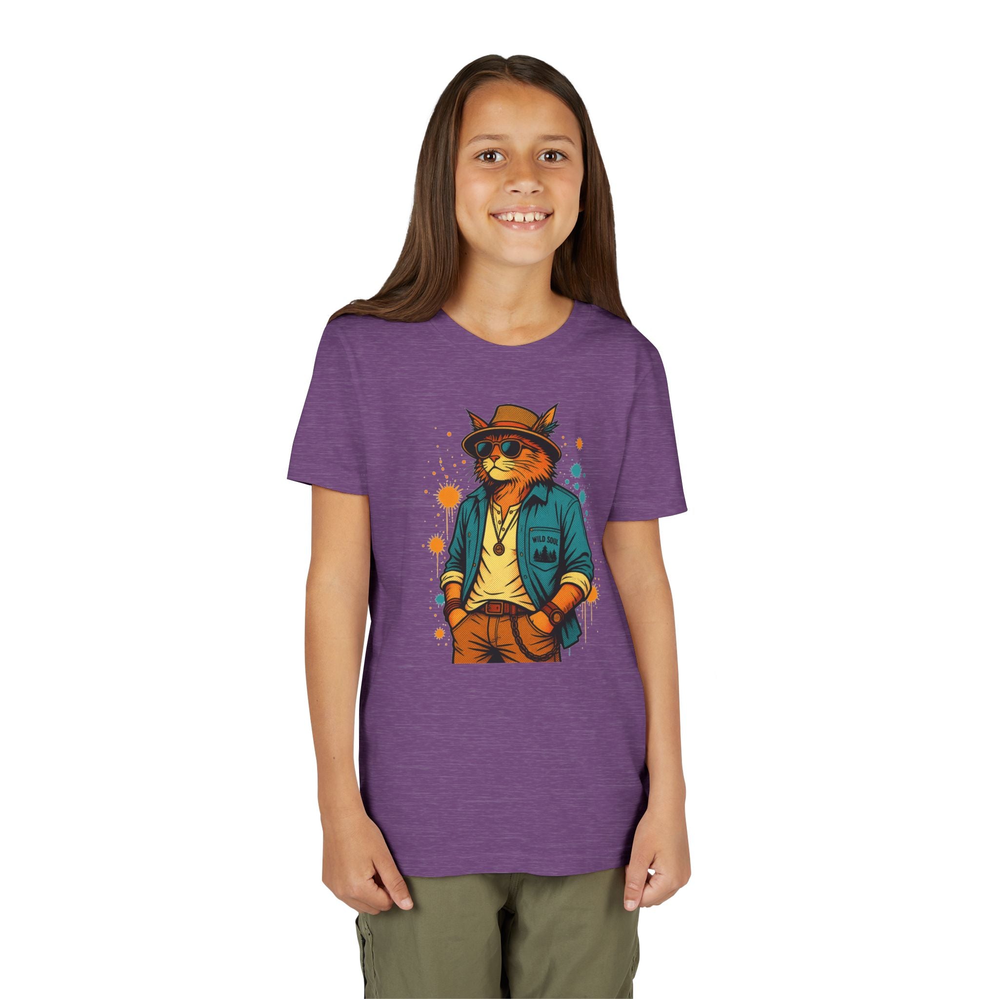 Youth Cat Graphic Tee — Cool Retro Cat in Sunglasses Kids T-Shirt
