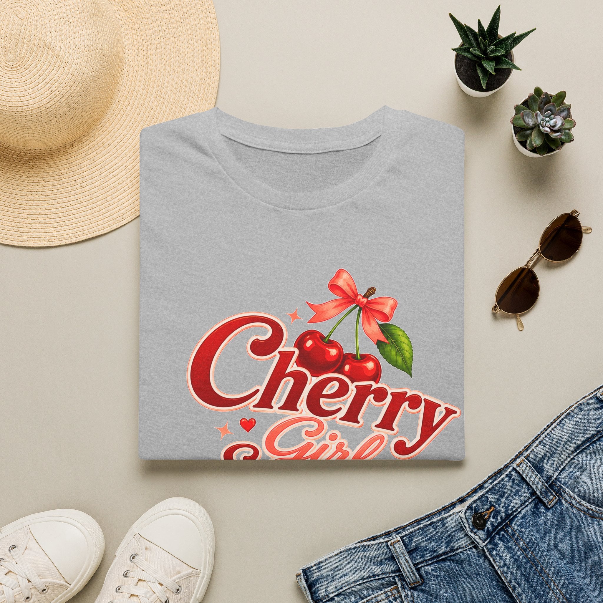 Cherry Girl Summer T-Shirt | Cute Retro Cherry Tee | Coquette Aesthetic Shirt | Summer Graphic Tee | Trendy Women's Shirt