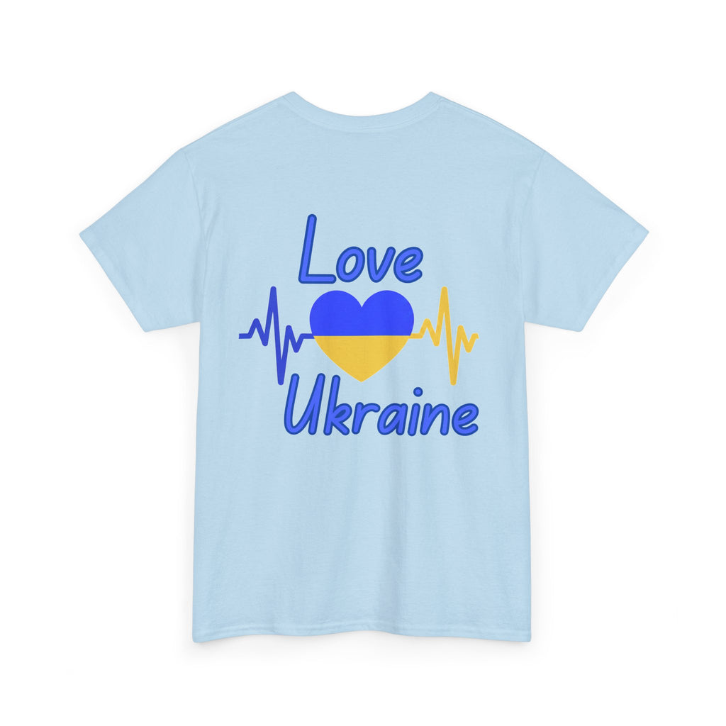 Love Ukraine T-Shirt — Heartbeat Blue & Yellow Support Tee