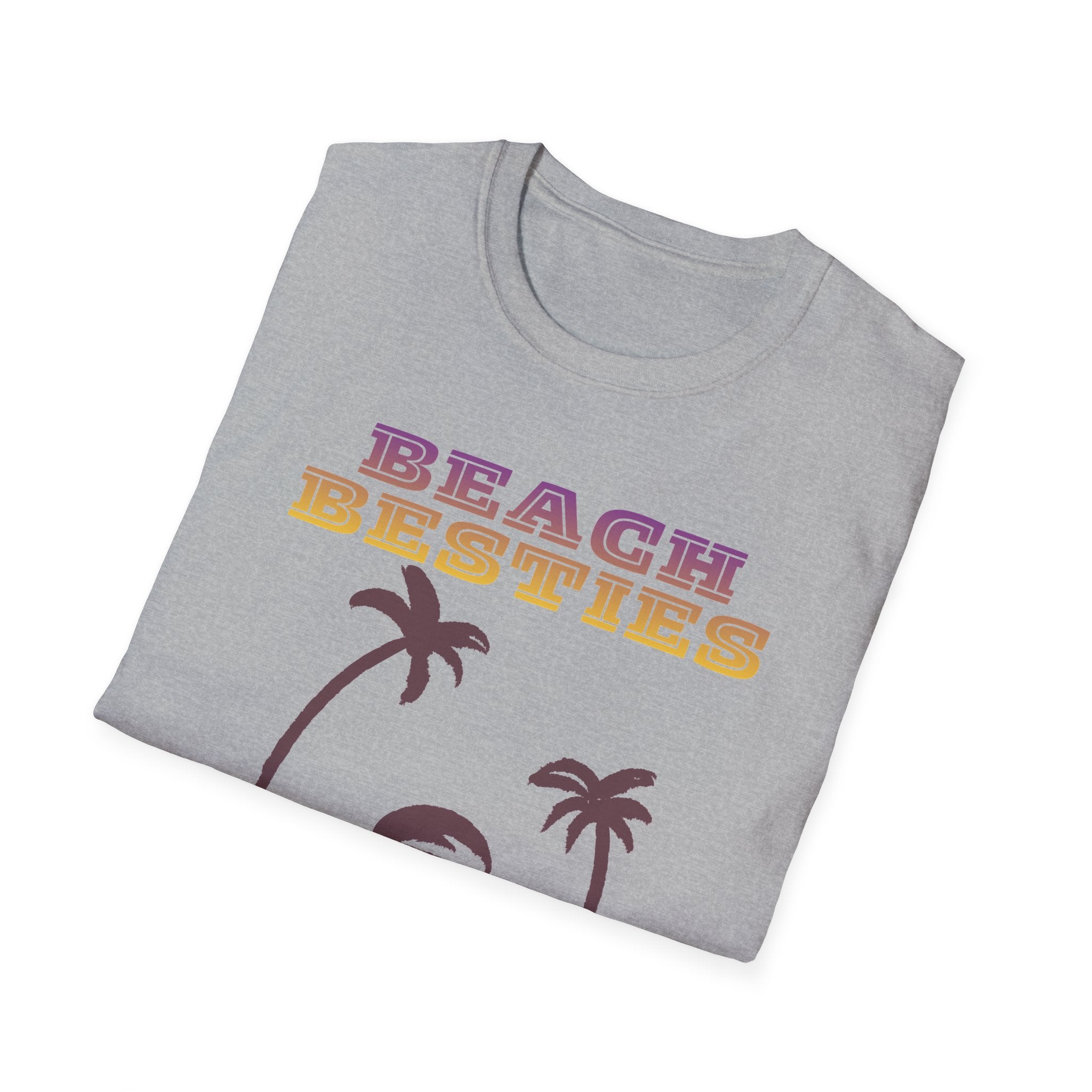 Beach Besties Shirt, Retro Beach Tee, Palm Tree Sunset T-Shirt, Summer Vacation Shirt