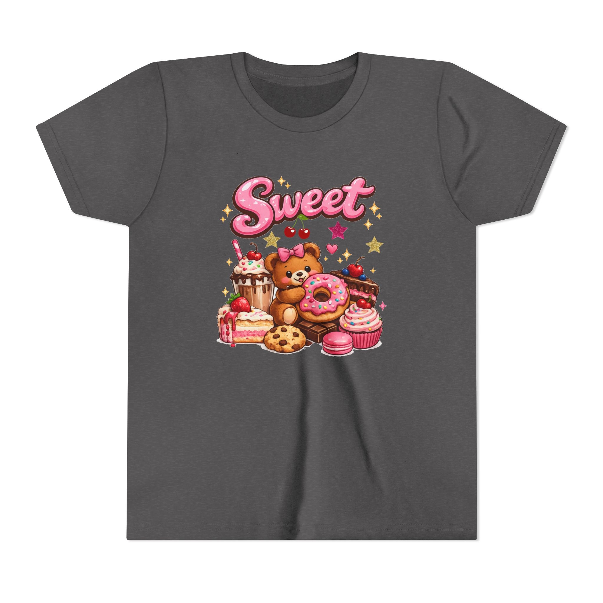 Youth Tee - "Sweet" Teddy Bear with Donuts & Desserts Kids Shirt