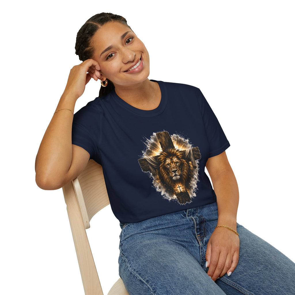 Lion Cross T-Shirt, Christian Faith Shirt, Lion of Judah Graphic Tee, Religious Gift