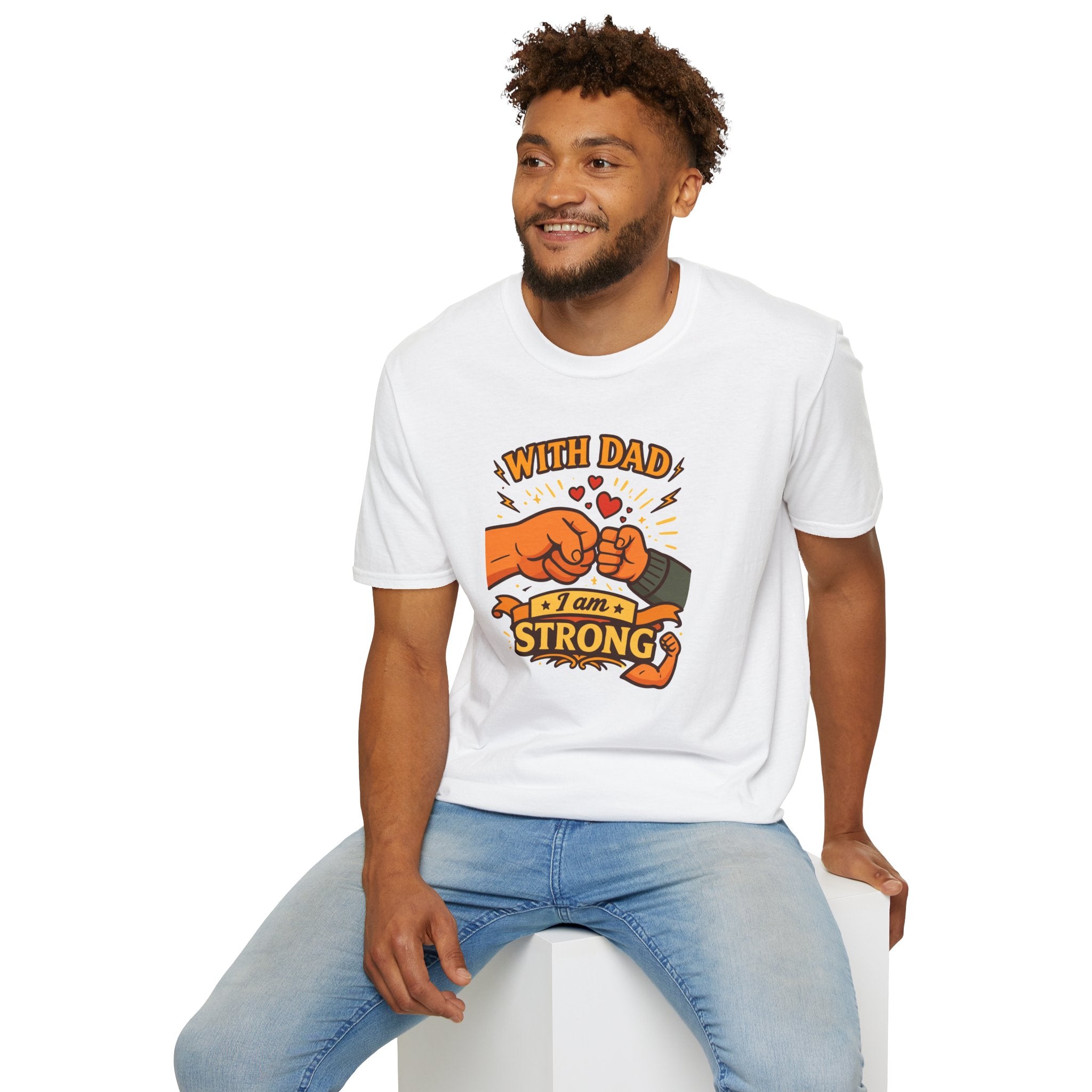 With Dad I Am Strong Shirt, Father’s Day Gift for Dad, Fist Bump Dad Tee, Matching Family Shirt, Cute Dad T-Shirt