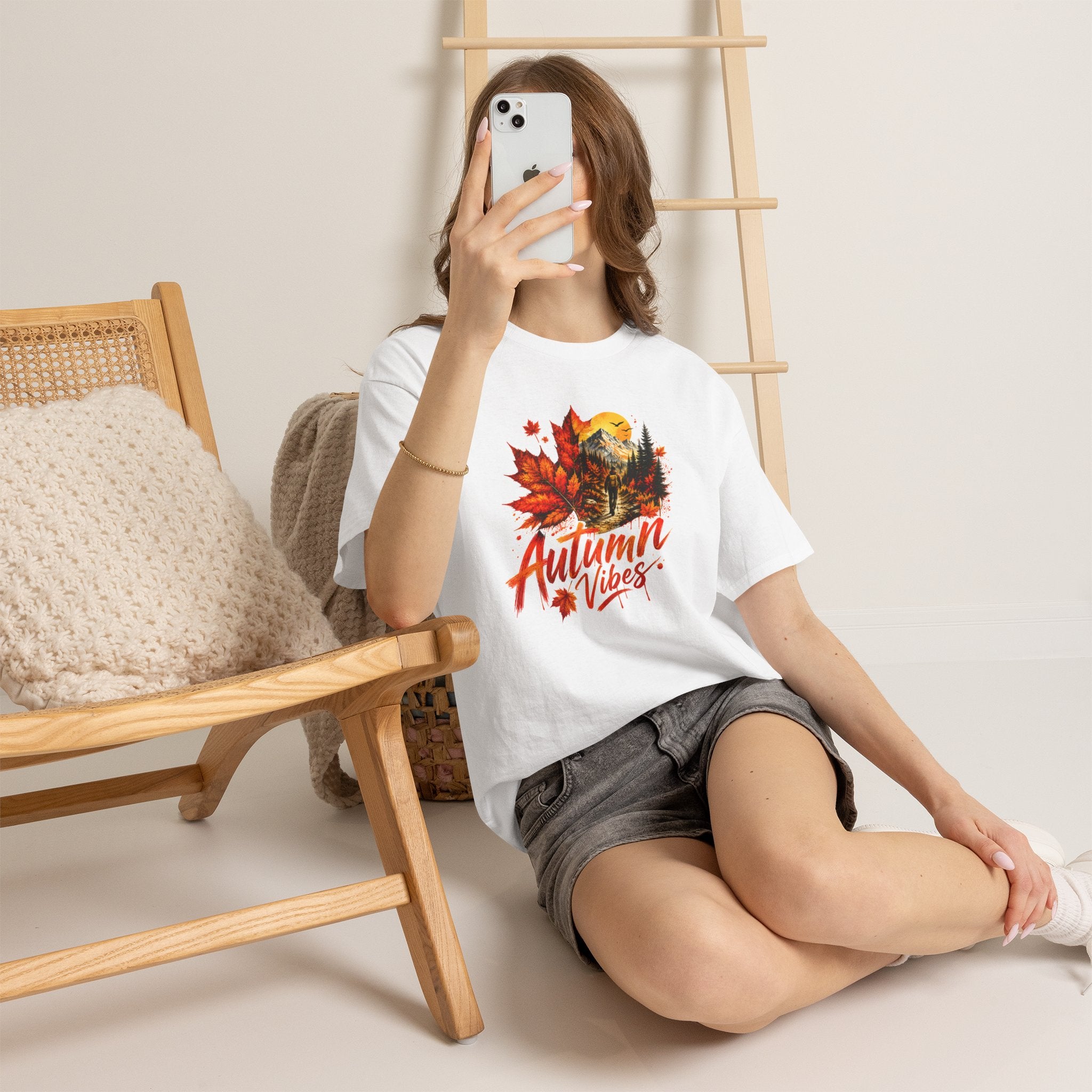 Autumn Vibes Shirt Fall Graphic Tee Colorful Leaves Nature T Shirt Cozy Fall Outfit