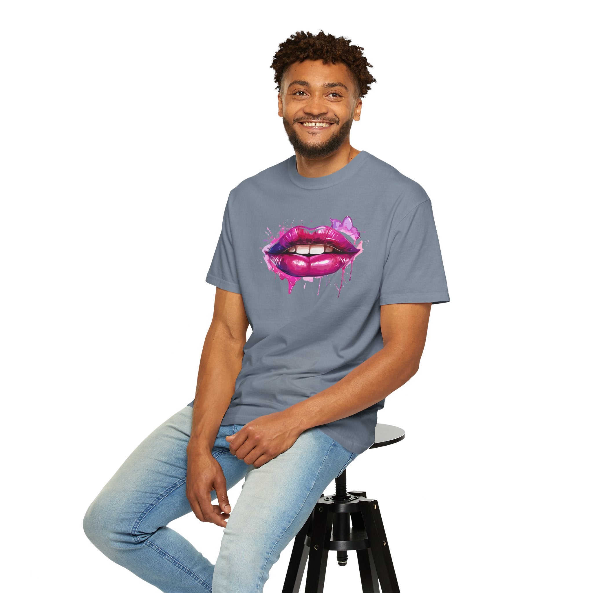 Lip Art T-Shirt — Pink Drip Painted Lips Graphic Tee