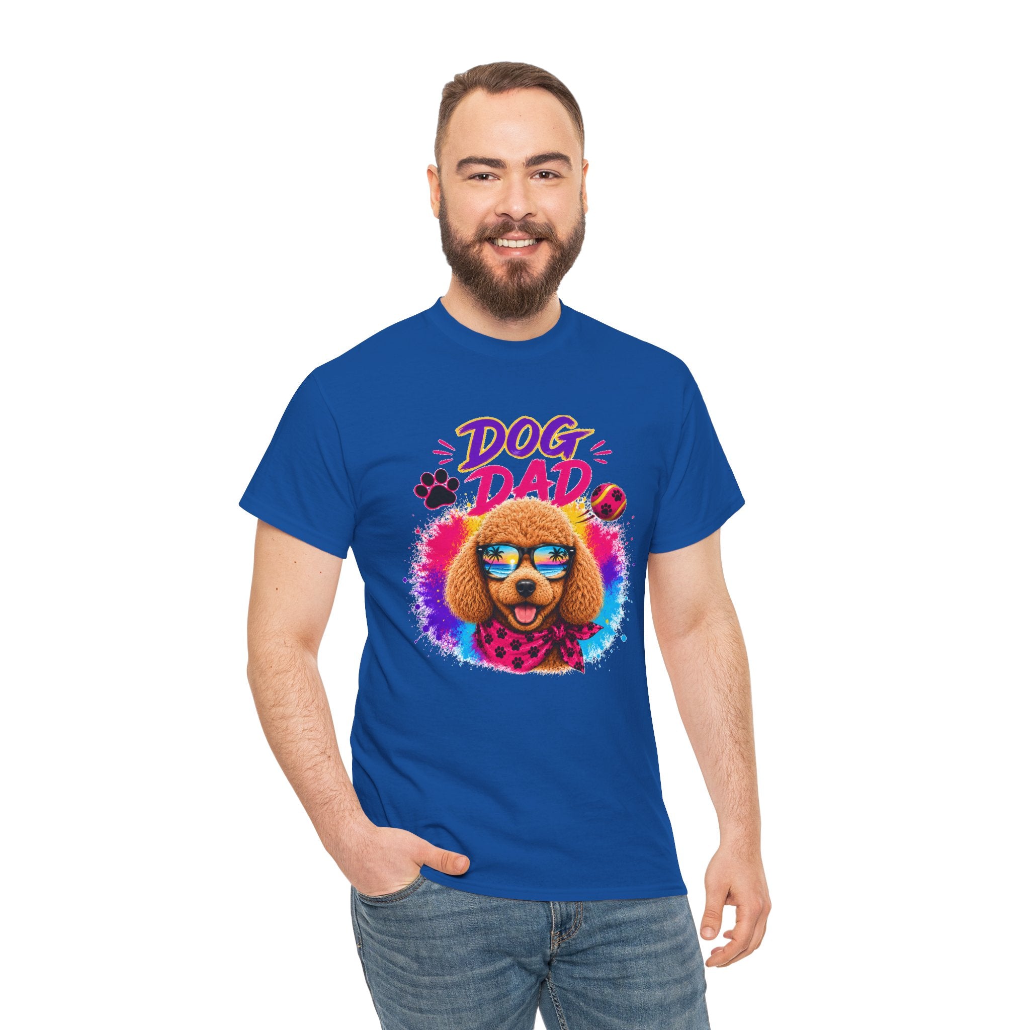 Dog Dad Poodle T-Shirt | Funny Dog Dad Gift | Colorful Retro Poodle Shirt | Dog Lover Gift | Unisex Graphic Tee