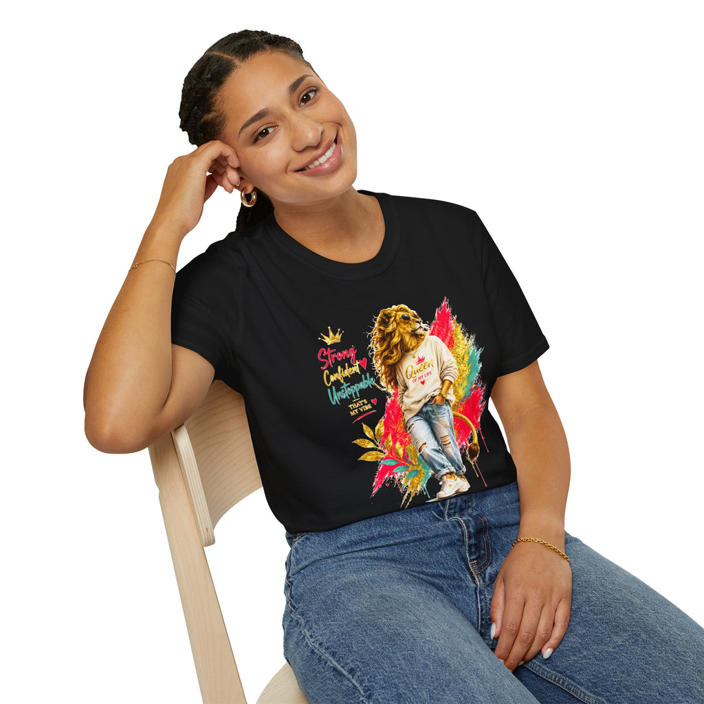 T-Shirt — "Strong, Confident, Unstoppable" Lioness Graphic Tee