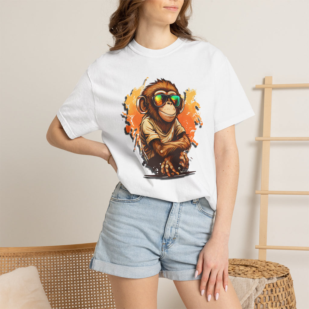 Cool Monkey Graphic T-Shirt | Funny Chimp Sunglasses Tee | Streetwear Animal Shirt | Unisex Casual Gift