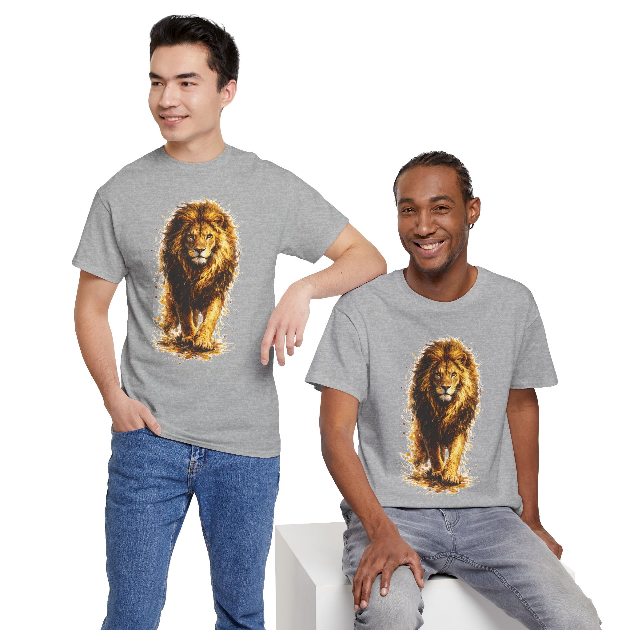 Lion Graphic T-Shirt, Majestic Walking Lion Tee, Watercolor Wildlife Shirt, Unisex Animal Graphic Tee, Lion Lover Gift, Nature Art Shirt