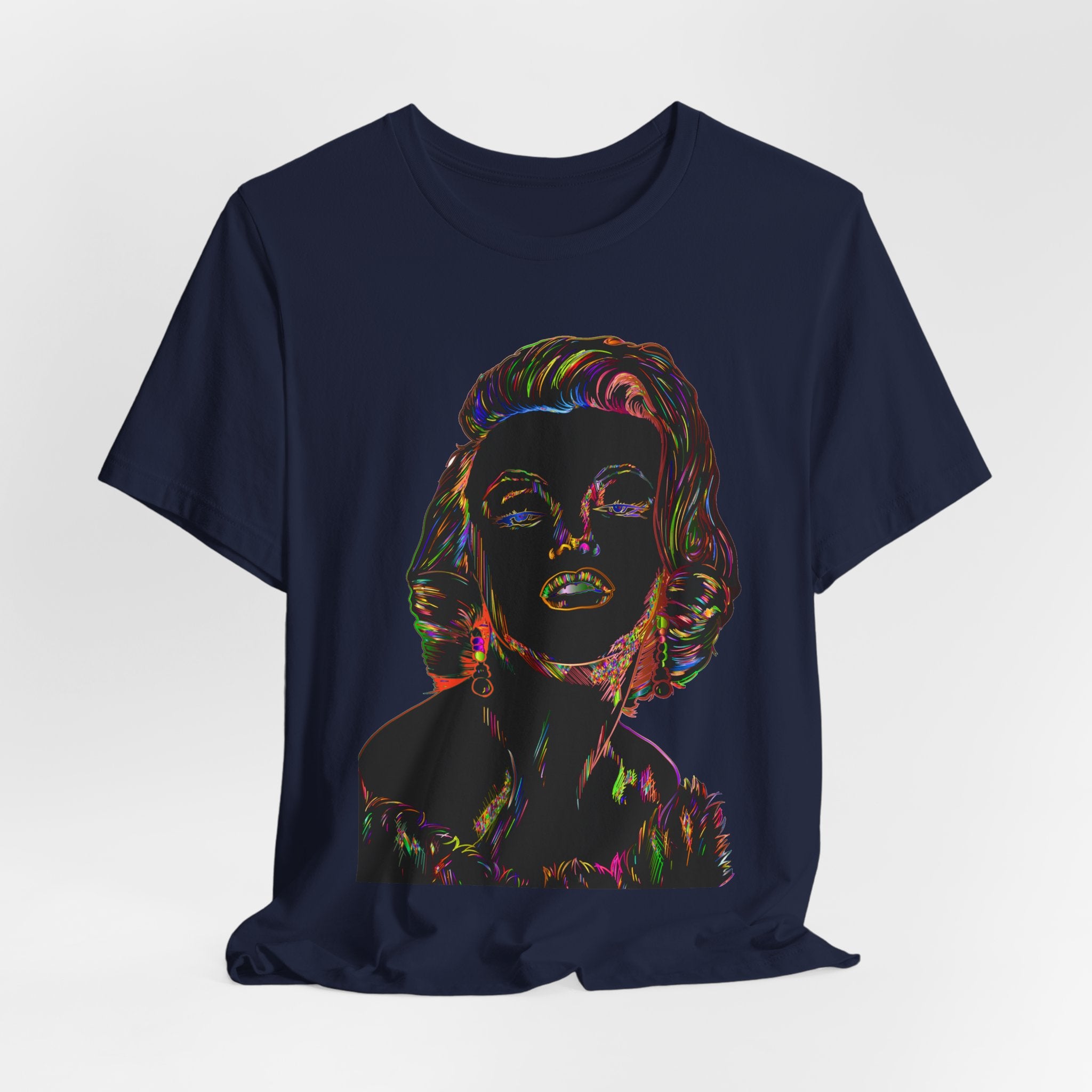 Neon Pop Art Portrait T-Shirt – Retro Rainbow Graphic Tee