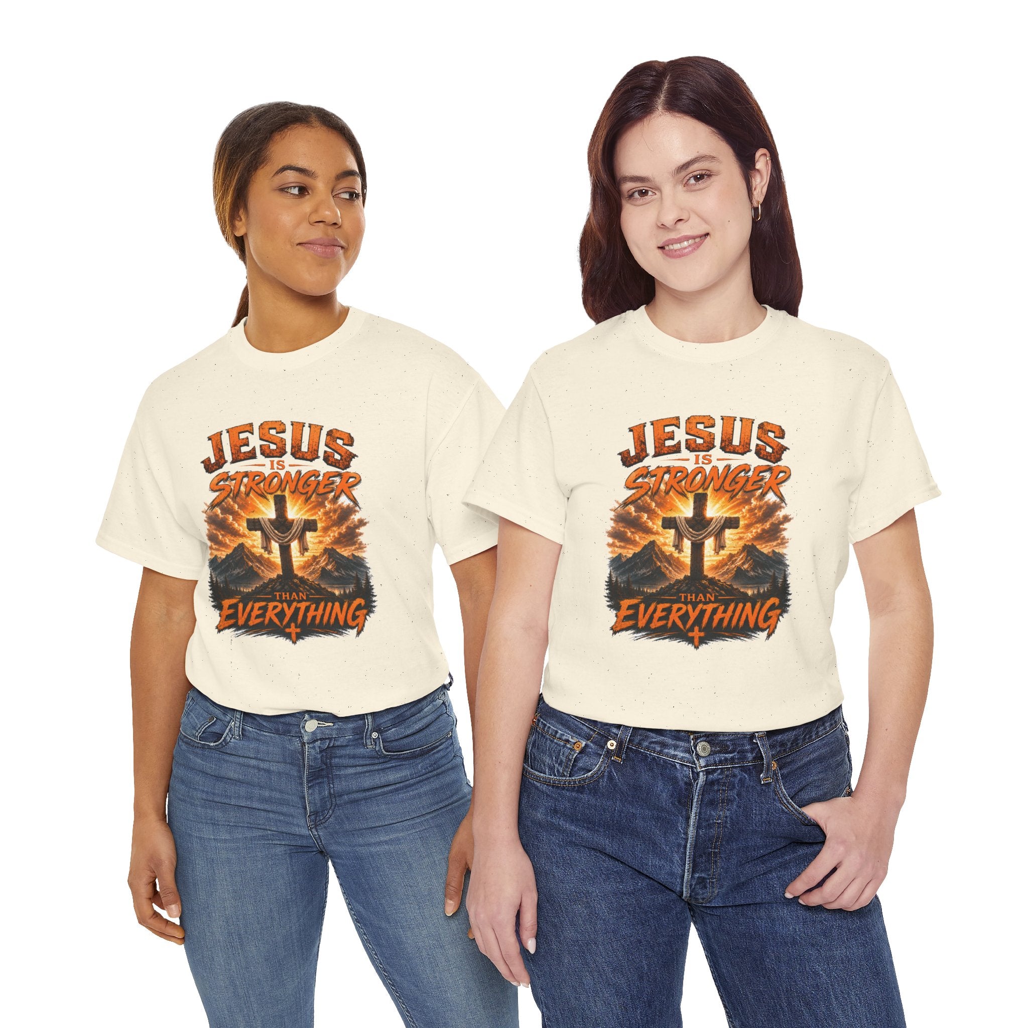 Jesus Is Stronger Than Everything Christian T-Shirt | Faith Cross Graphic Tee | Religious Unisex Shirt | Christian Gift