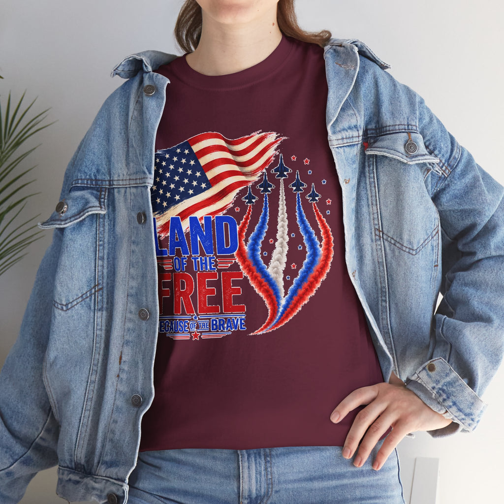 Land of the Free Because of the Brave Shirt, Patriotic 4th of July T-Shirt, USA Flag Tee, American Pride Shirt, Independence Day Gift