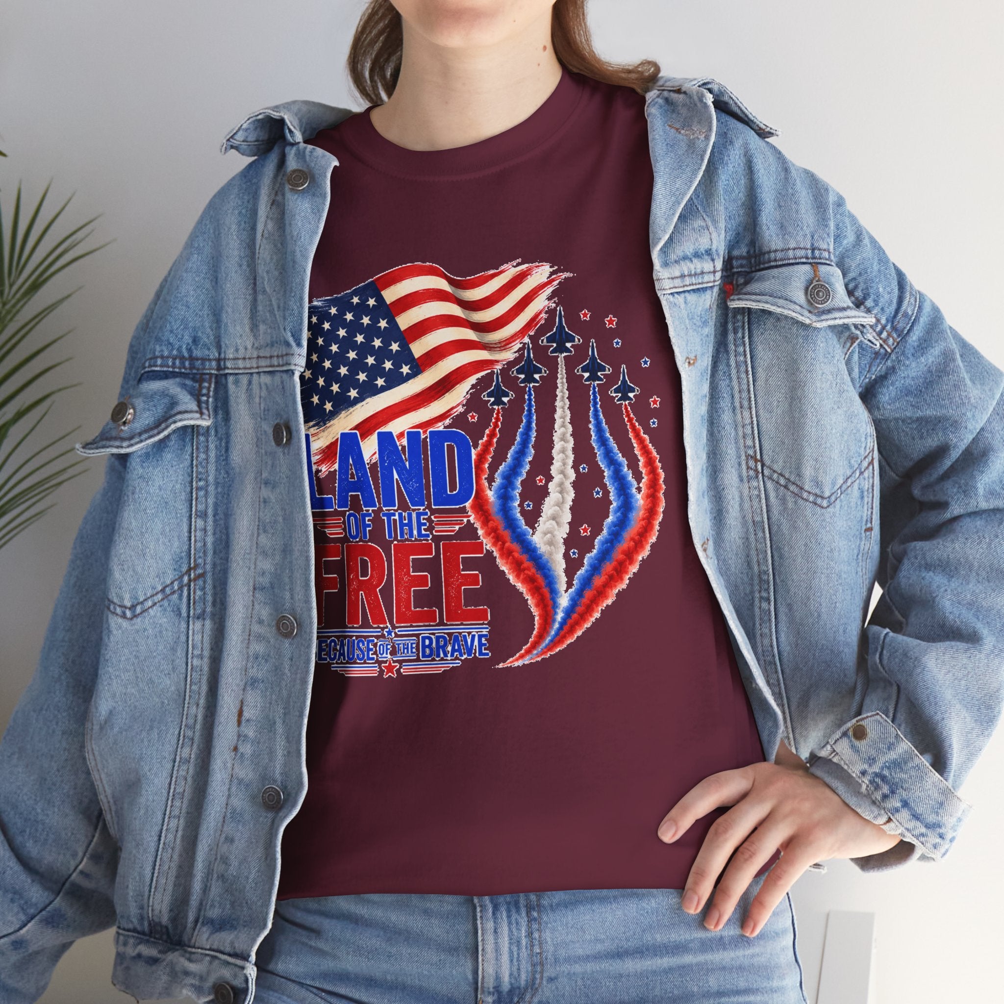 Land of the Free Because of the Brave Shirt, Patriotic 4th of July T-Shirt, USA Flag Tee, American Pride Shirt, Independence Day Gift
