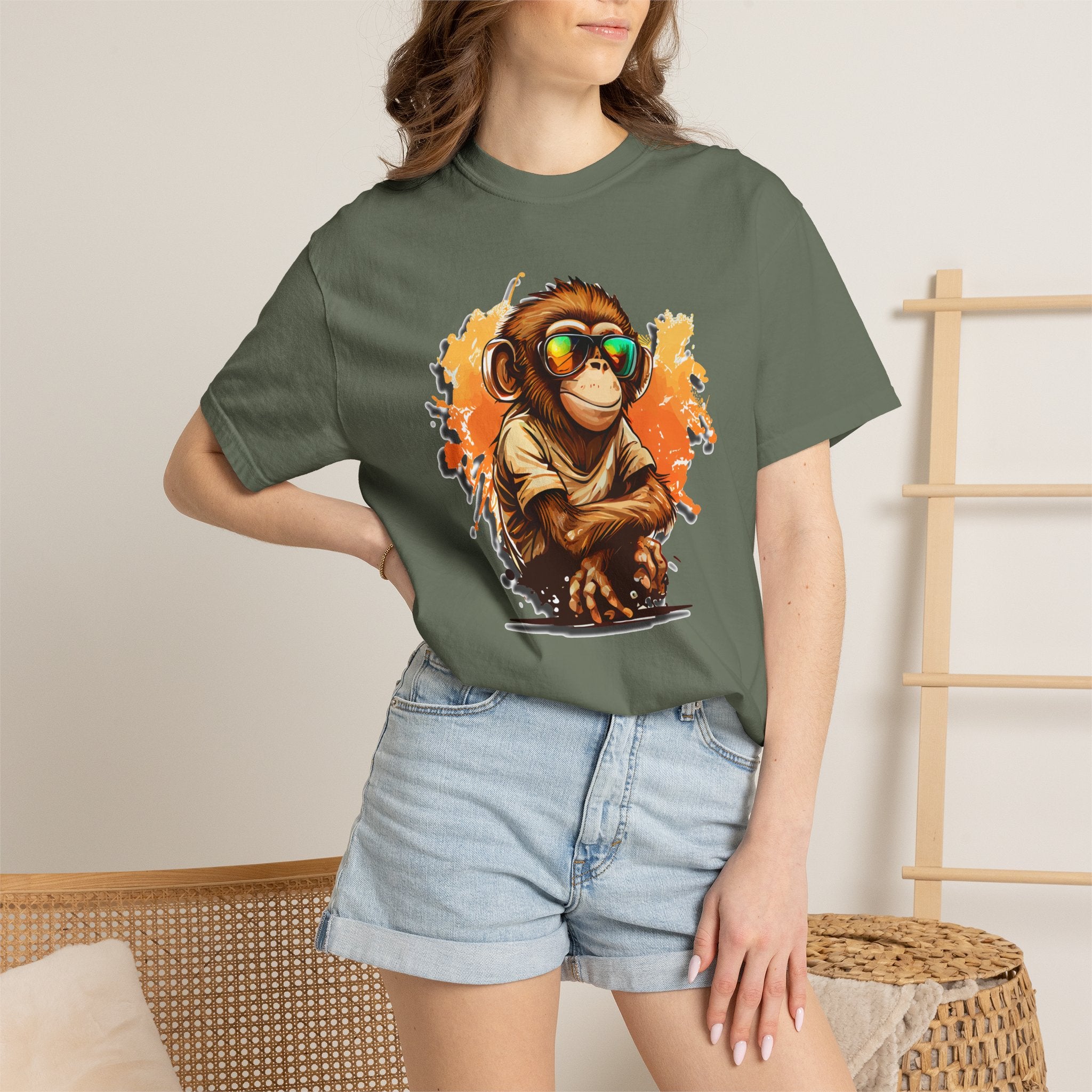 Cool Monkey Graphic T-Shirt | Funny Chimp Sunglasses Tee | Streetwear Animal Shirt | Unisex Casual Gift