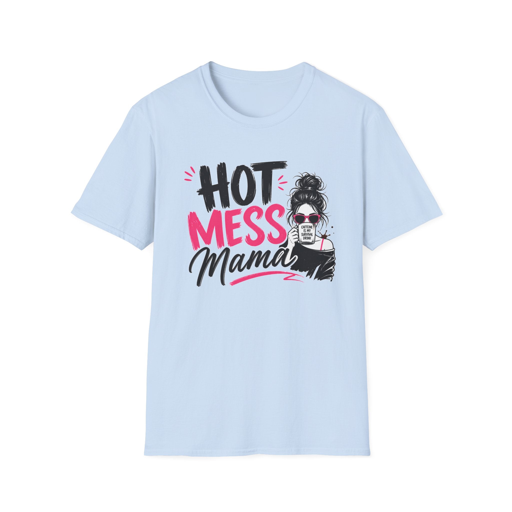 Hot Mess Mama Coffee Lover Shirt, Funny Mom Life Graphic Tee, Caffeine Humor T-Shirt for Moms
