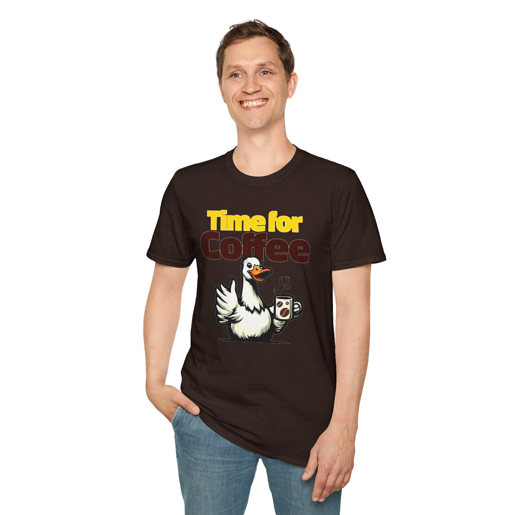 Time for Coffee Goose T-Shirt ☕🪿 Funny Cute Coffee Lover Graphic Tee Unisex Gift