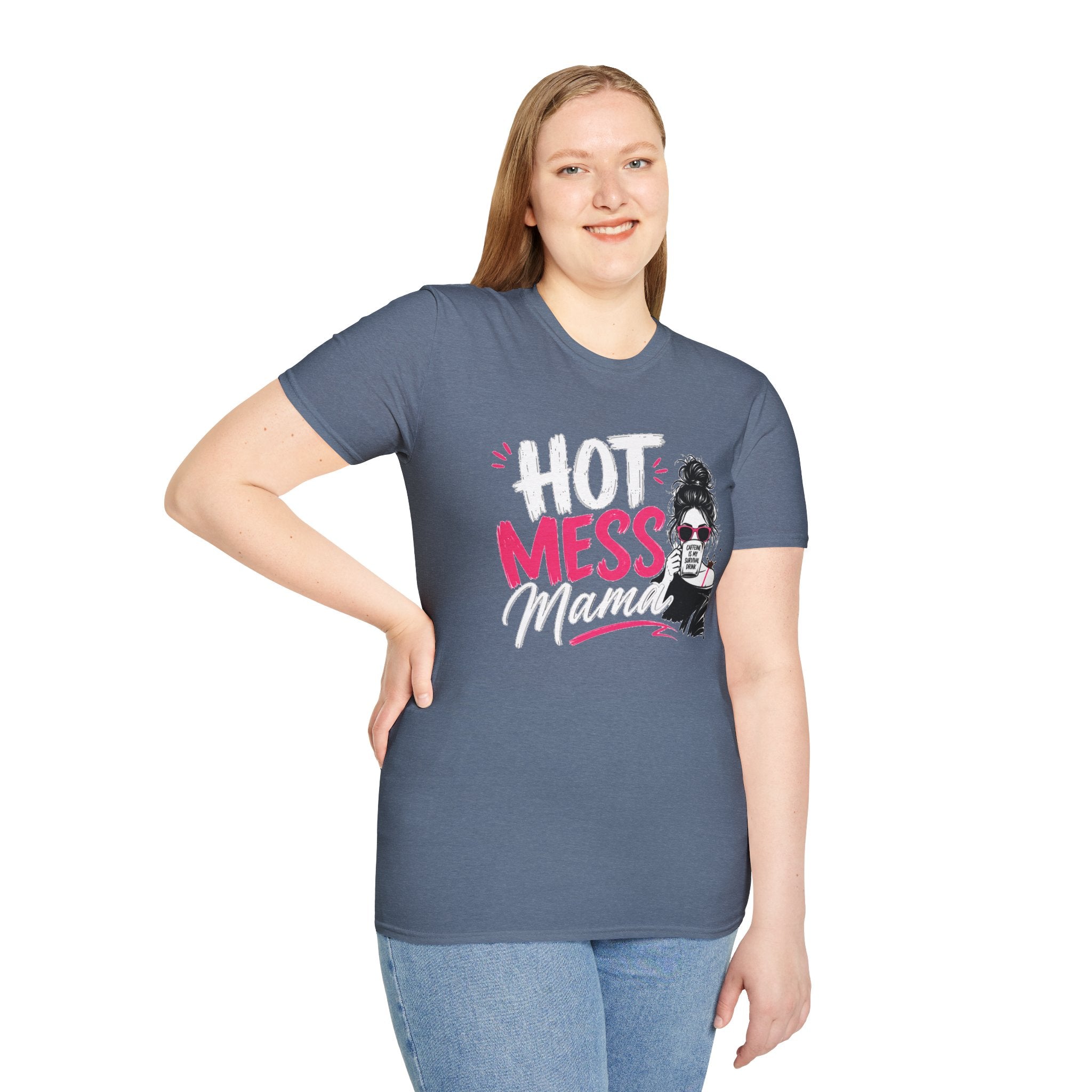 Hot Mess Mama Coffee Lover Shirt, Funny Mom Life Graphic Tee, Caffeine Humor T-Shirt for Moms
