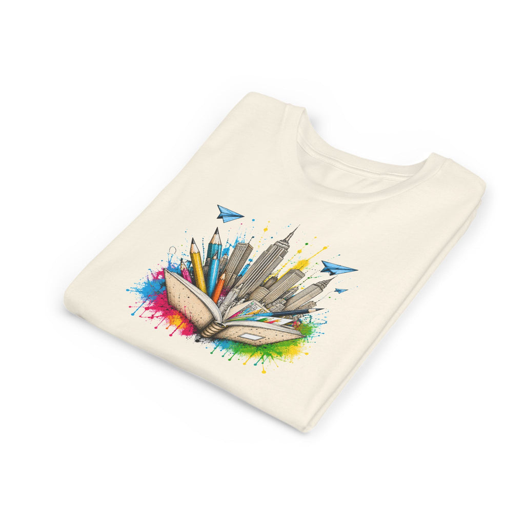 Youth Book City Tee — Colorful Reading Adventure Shirt for Kids