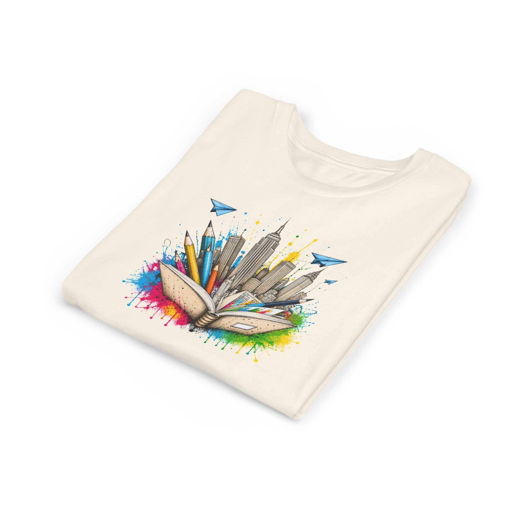 Youth Book City Tee — Colorful Reading Adventure Shirt for Kids