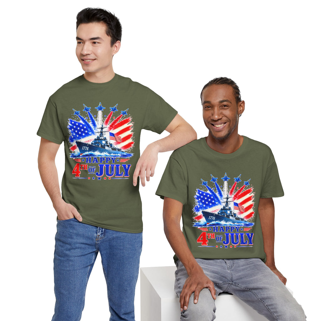 Happy 4th of July Shirt, Patriotic USA Flag Tee, American Eagle & Navy Ship Shirt, Independence Day T-Shirt, Military Pride Gift