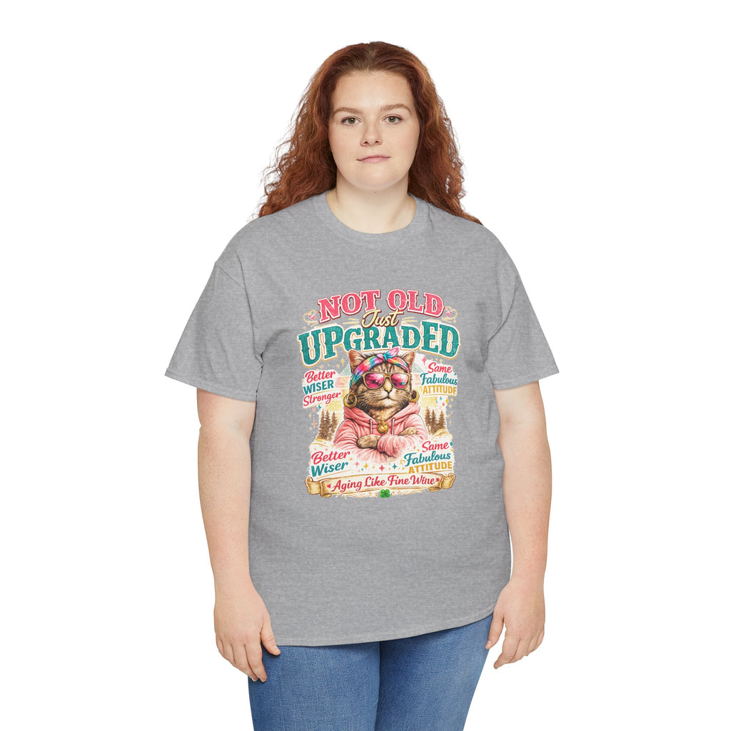 Not Old Just Upgraded Cat T-Shirt | Funny Cat Lover Tee | Vintage Birthday Shirt | Cute Kitty Graphic Tee | Gift for Cat Mom | Cat Lover Gift
