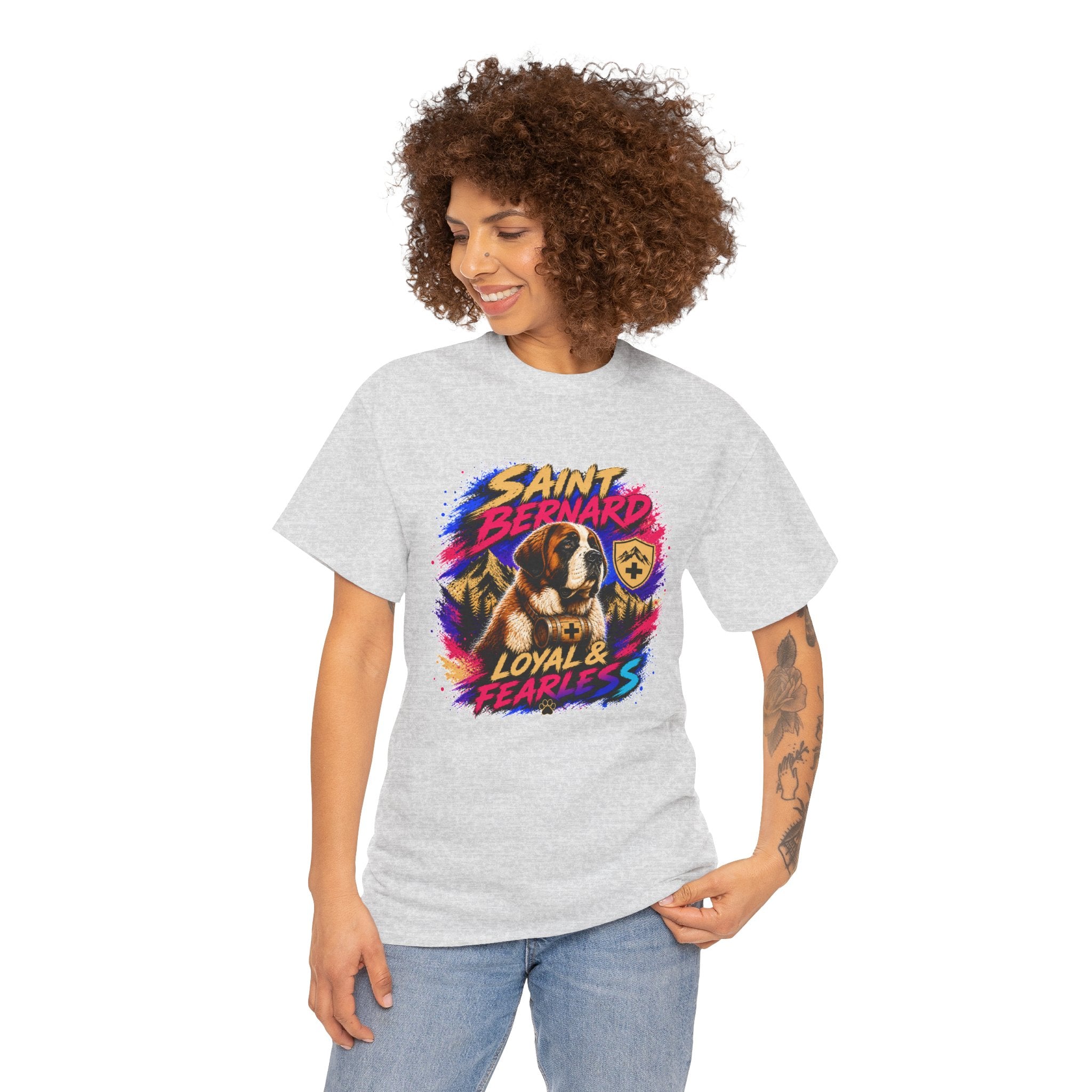 Saint Bernard Dog Shirt, Loyal & Fearless T-Shirt, Colorful Saint Bernard Tee, Dog Lover Gift, Unisex Graphic Tee