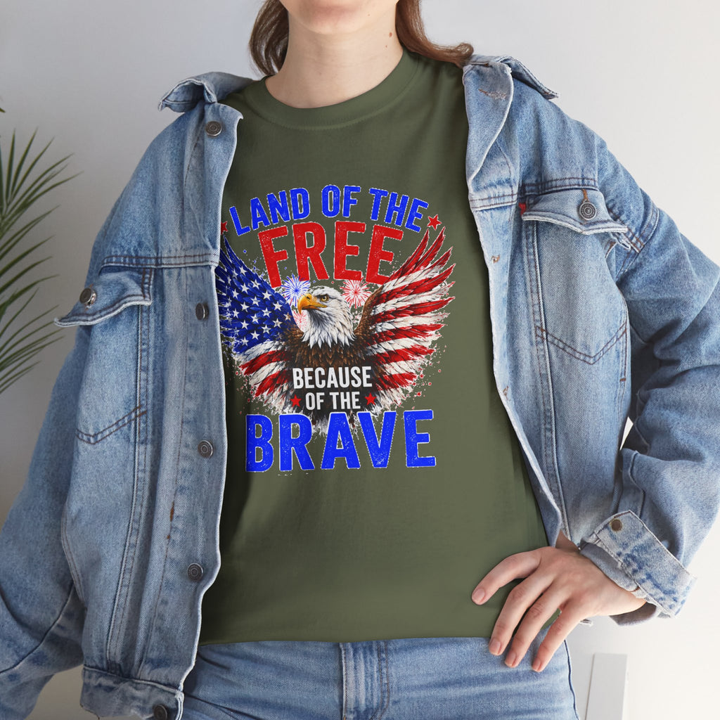 Land of the Free Because of the Brave Shirt, Patriotic Eagle T-Shirt, American Flag Tee, 4th of July Shirt, Veteran Gift, USA Pride Tee