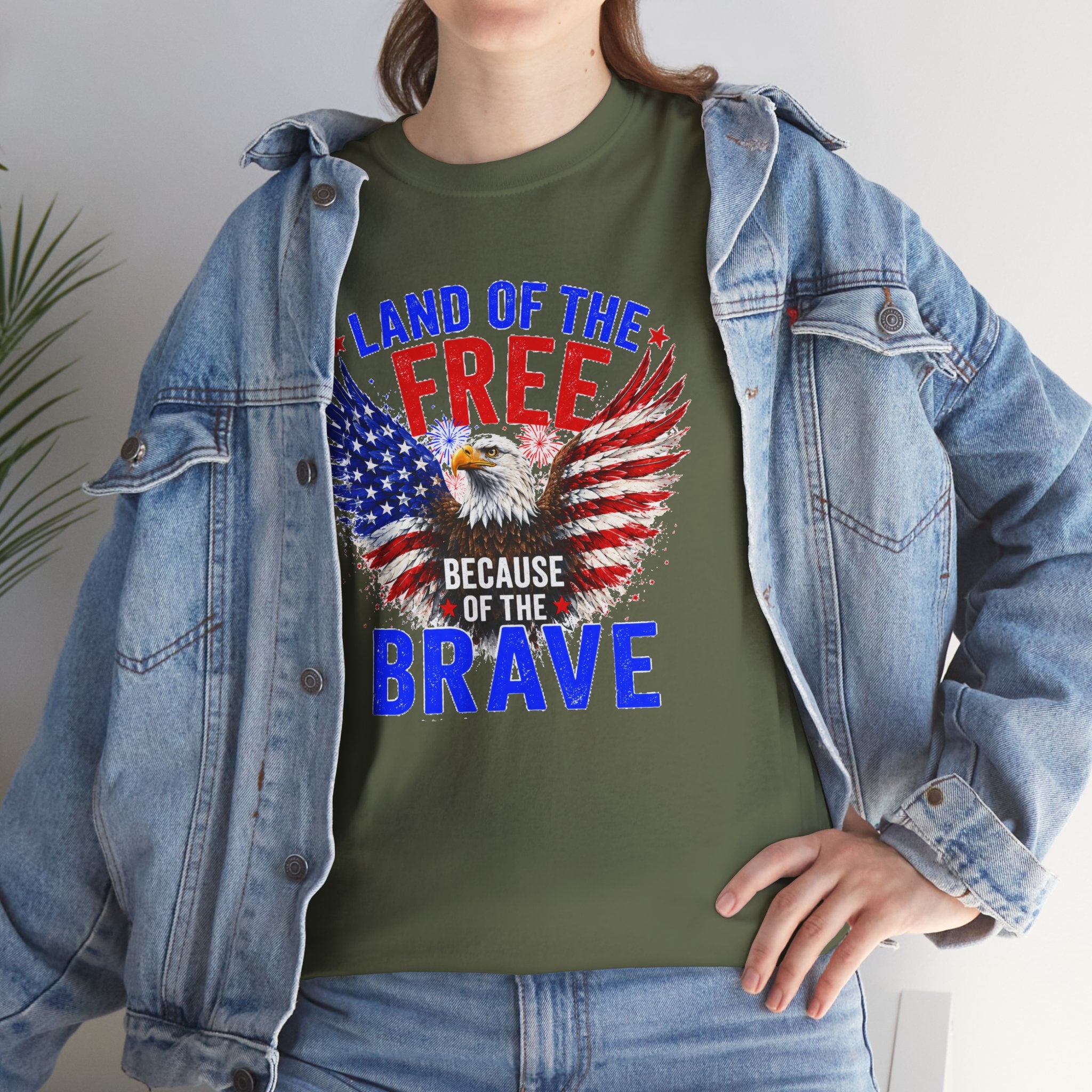 Land of the Free Because of the Brave Shirt, Patriotic Eagle T-Shirt, American Flag Tee, 4th of July Shirt, Veteran Gift, USA Pride Tee