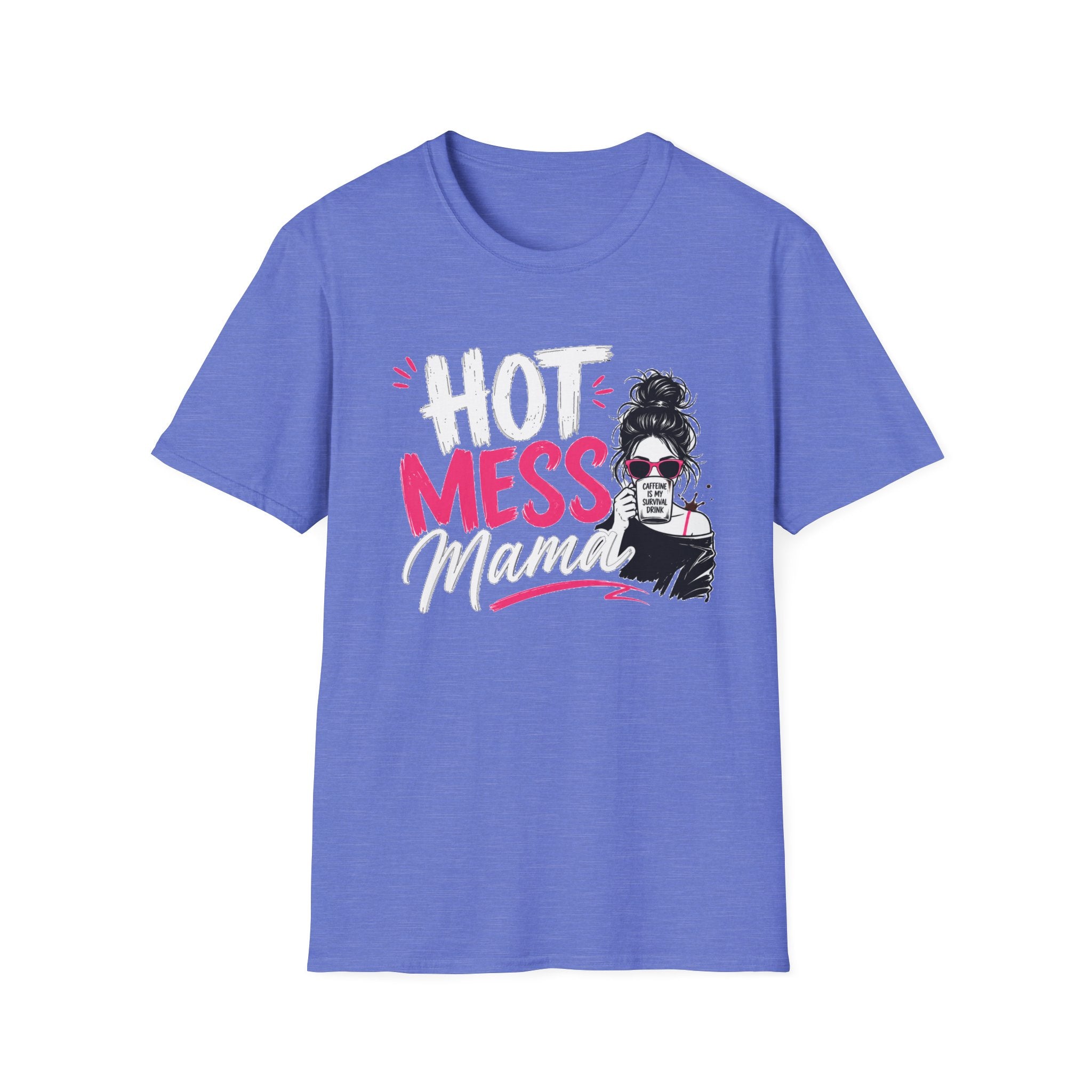 Hot Mess Mama Coffee Lover Shirt, Funny Mom Life Graphic Tee, Caffeine Humor T-Shirt for Moms