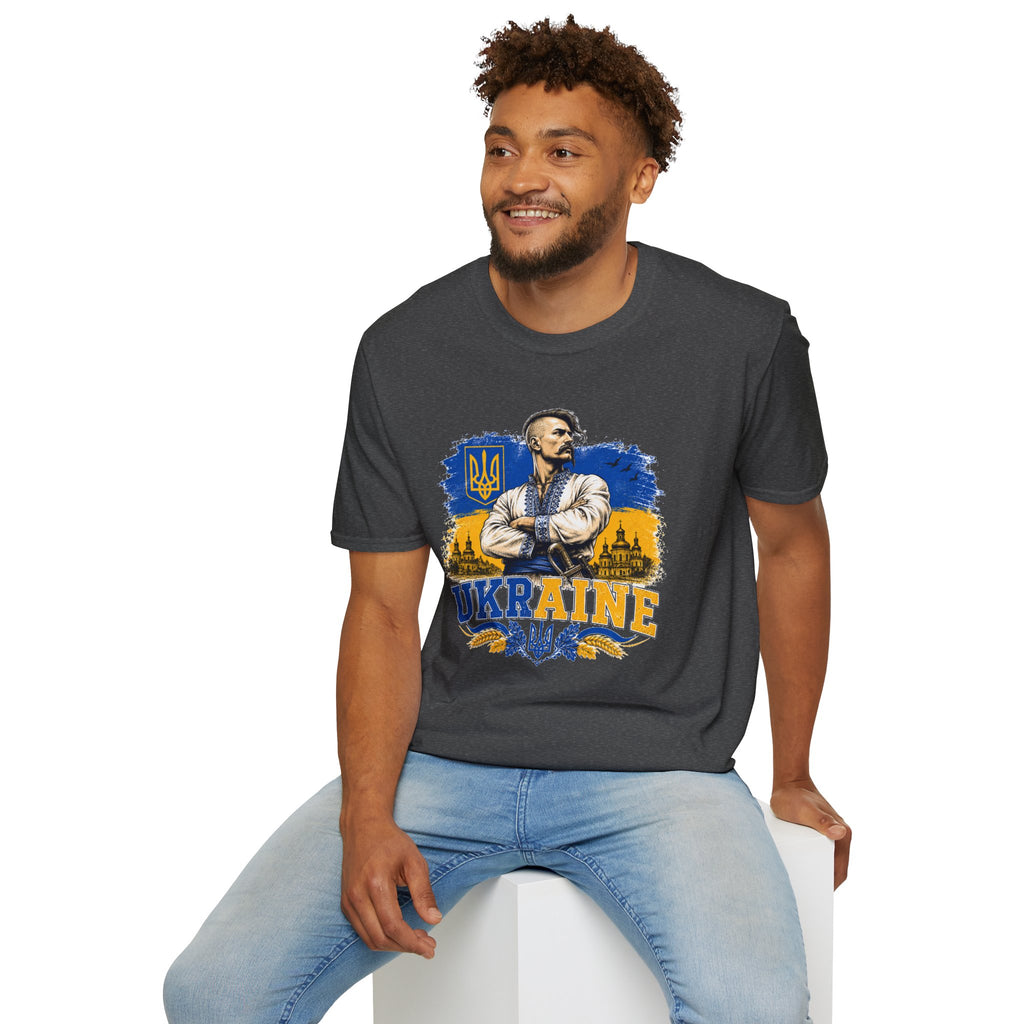 T-Shirt — Ukraine Cossack Patriotic Tee with Tryzub Crest