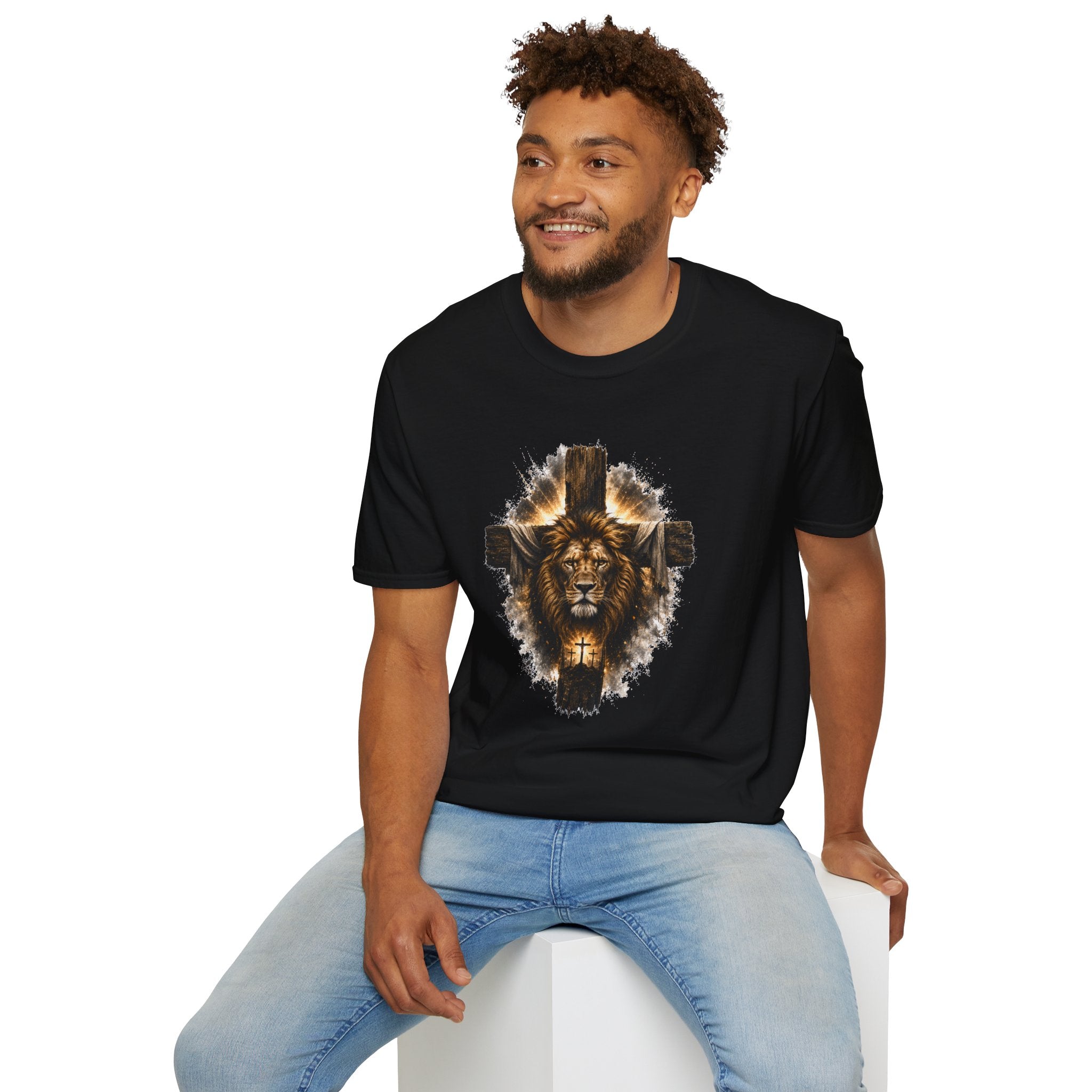 Lion Cross T-Shirt, Christian Faith Shirt, Lion of Judah Graphic Tee, Religious Gift