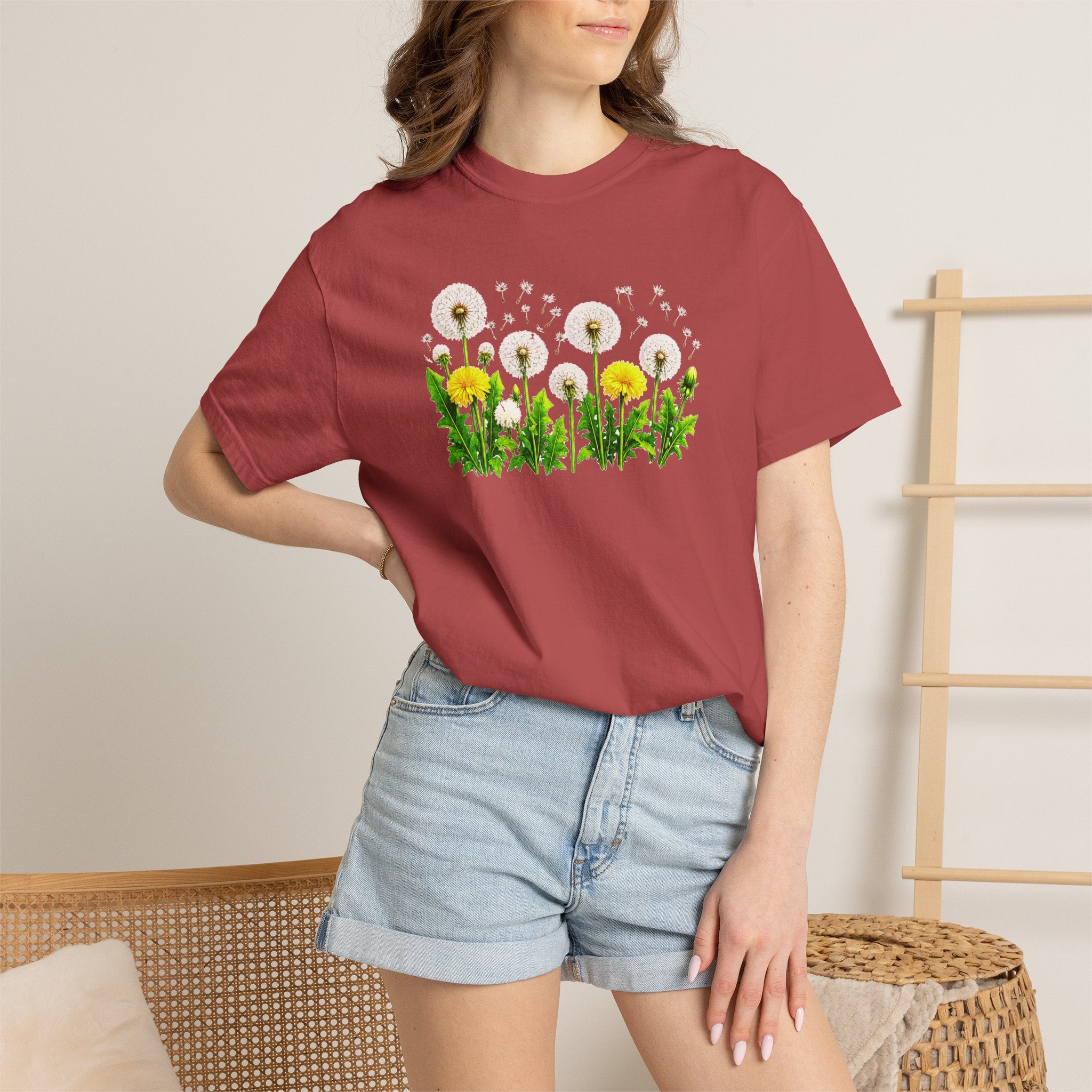 Dandelion Flower Shirt, Wildflower T-Shirt for Women, Botanical Graphic Tee, Spring Garden Shirt, Comfort Colors 1717