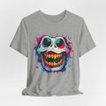 Unisex Skull Smile Tee -Vibrant Neon Drip Horror Graphic T Shirt