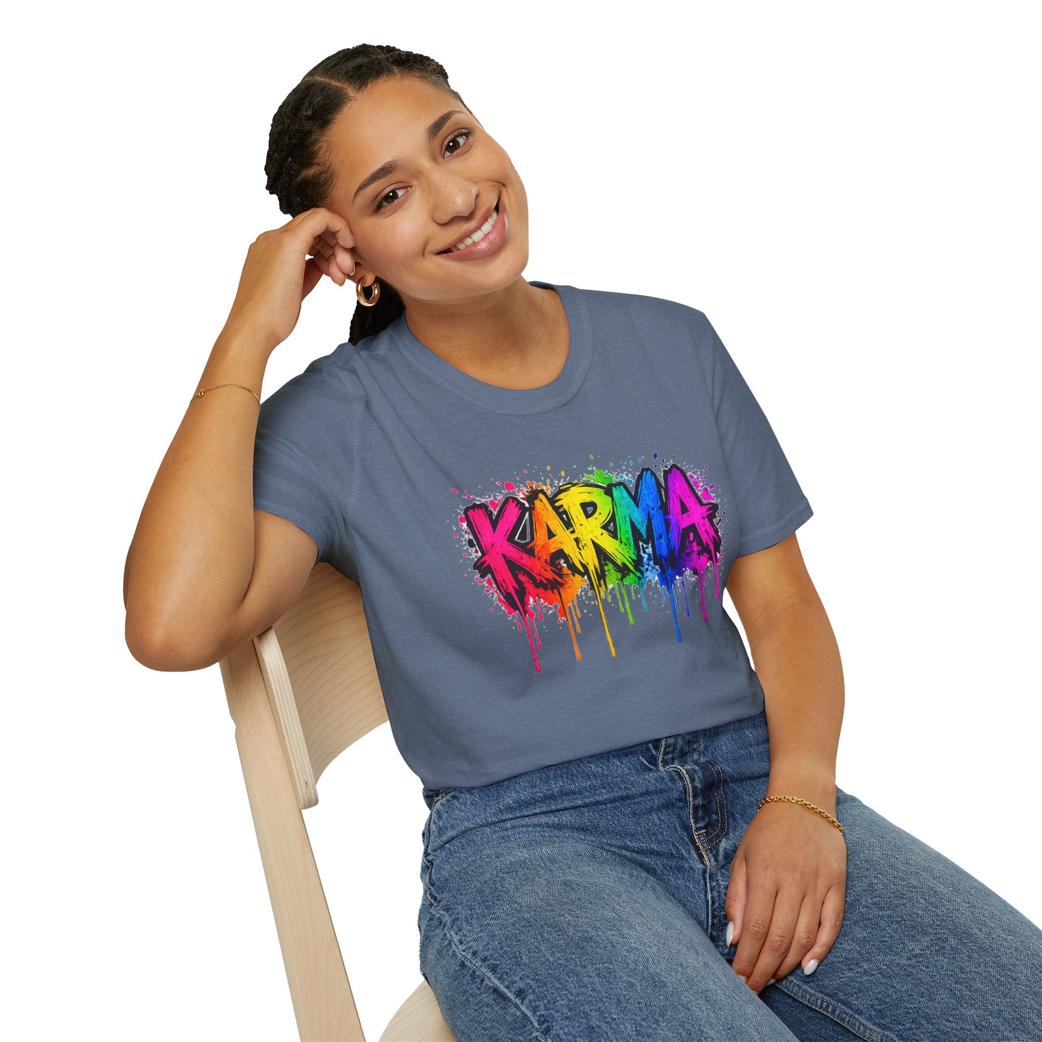 Karma Rainbow Drip Shirt, Funny Graphic Tee, Colorful Streetwear T-Shirt, Unisex Casual Tee, Gift Idea