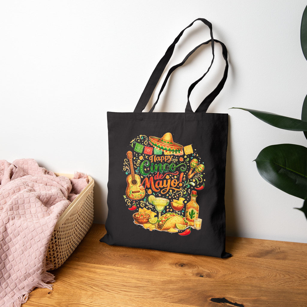 Cinco de Mayo Canvas Tote Bag — Festive Mexican Fiesta Grocery & Market Bag