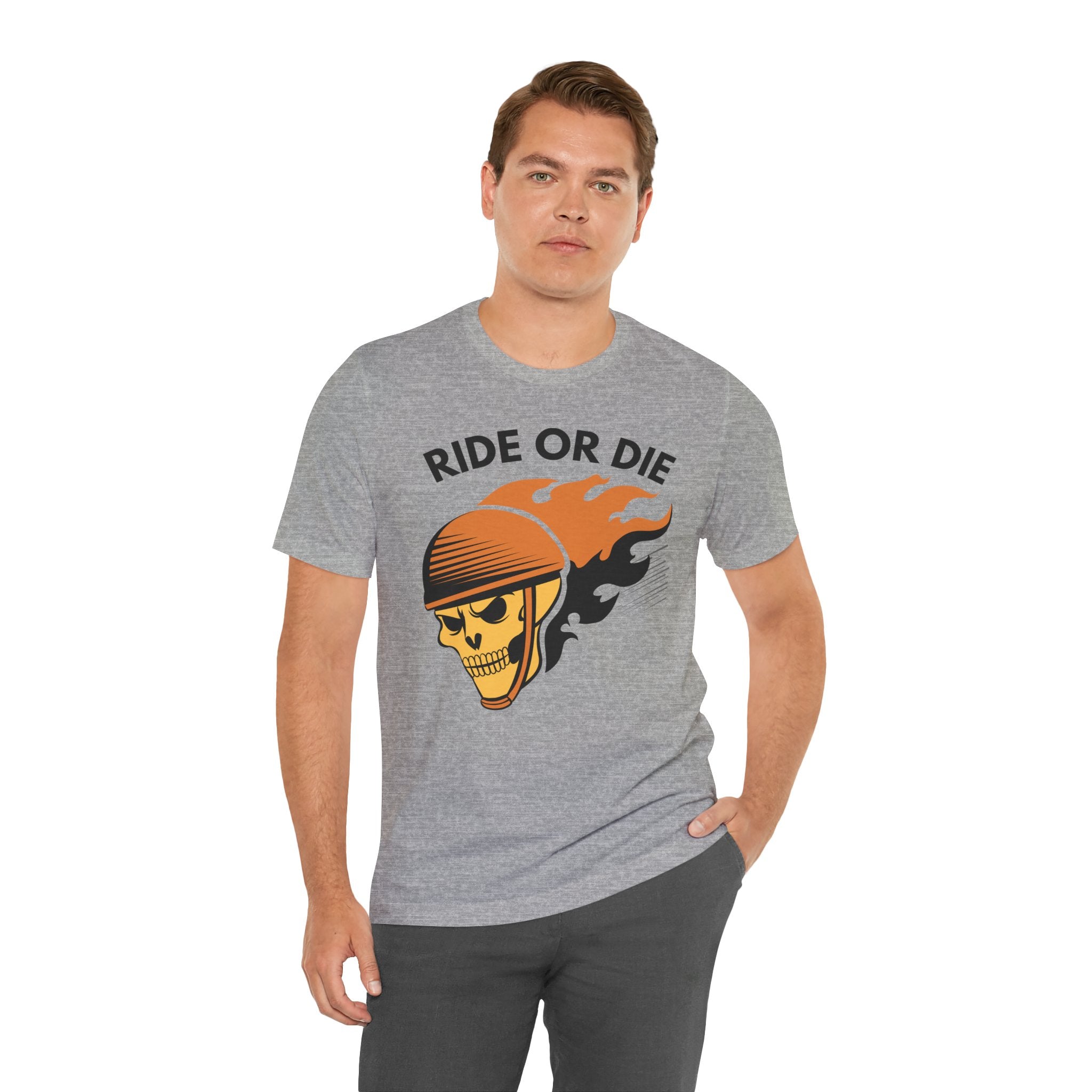 Ride or Die Skull Helmet T-Shirt | Biker Graphic Tee for Men | Vintage Motorcycle Shirt