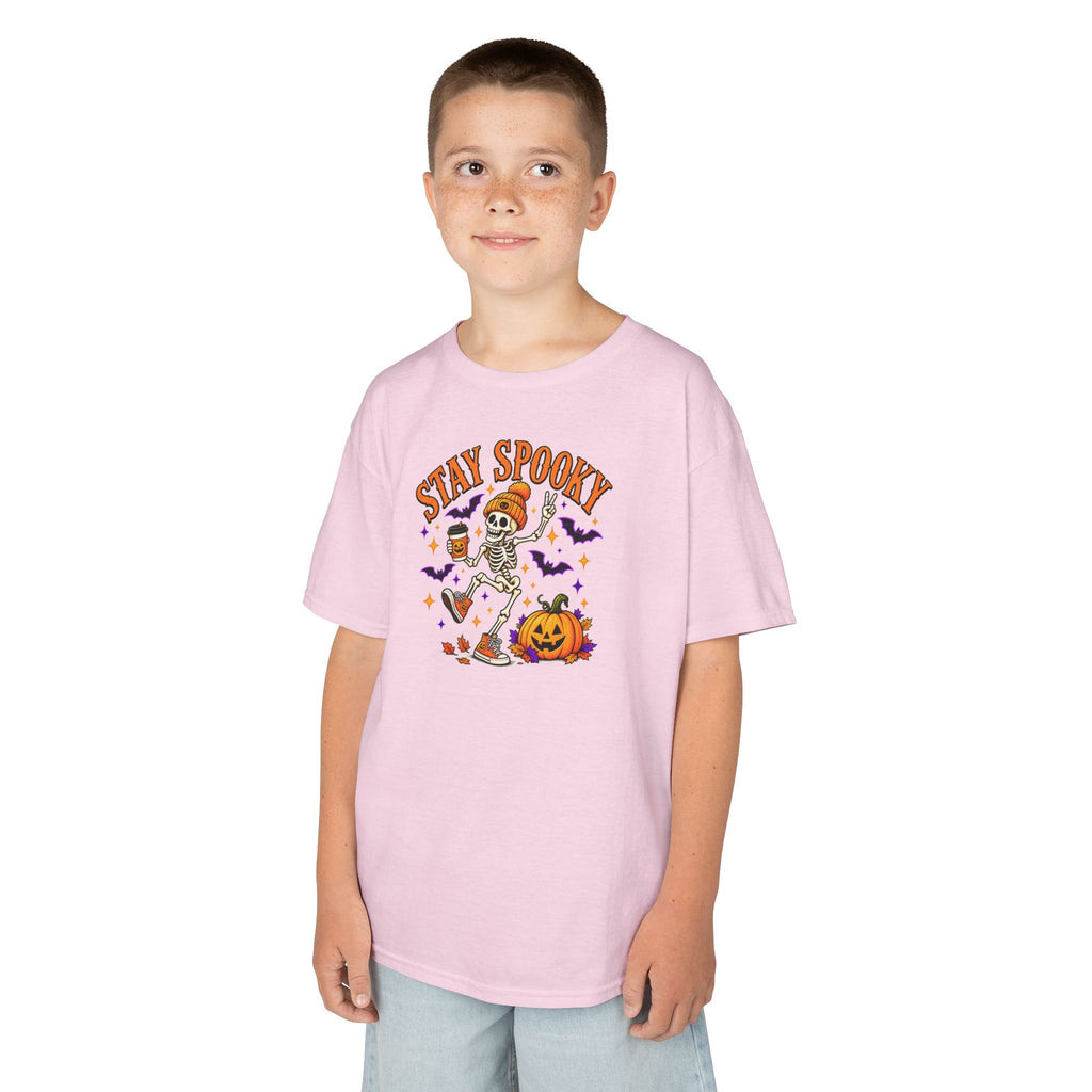 Kids Halloween Shirt, Stay Spooky Skeleton Tee, Pumpkin Graphic T-Shirt, Spooky Season Kids Tee