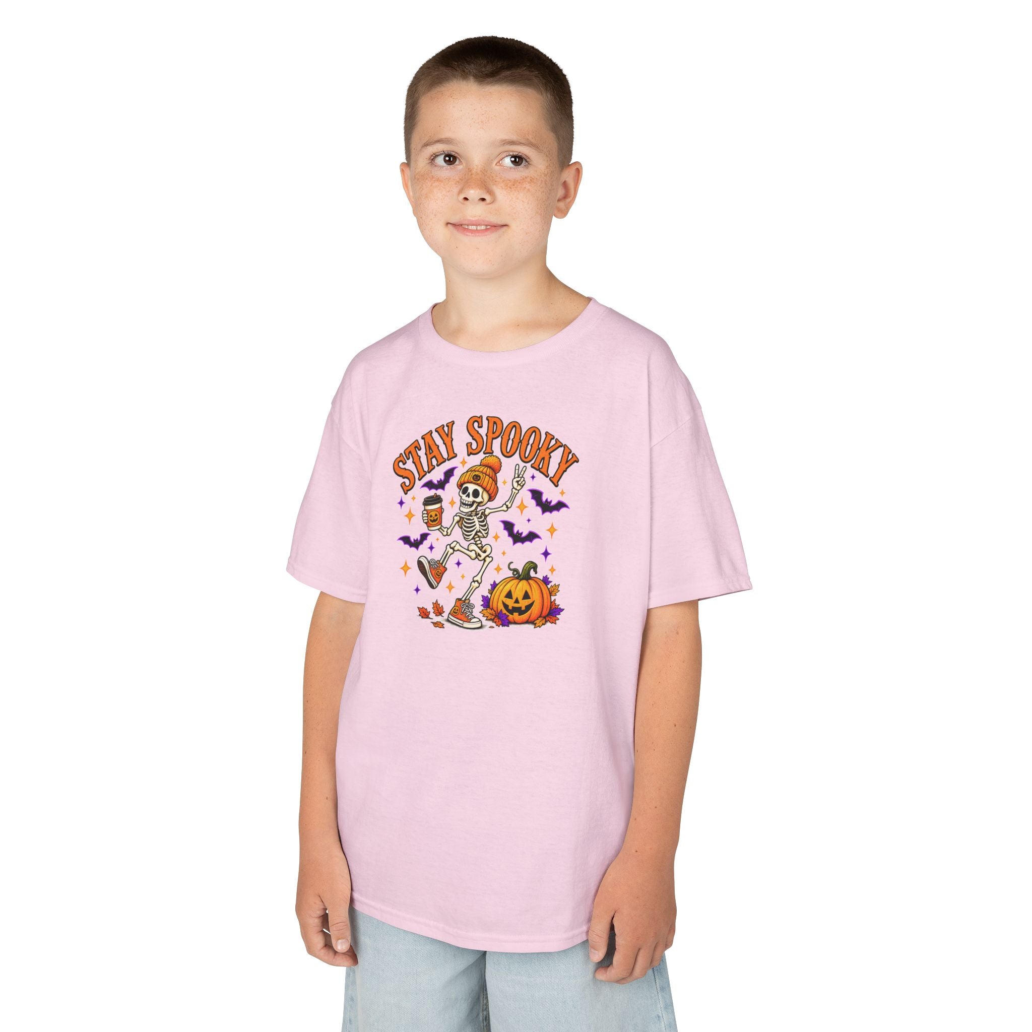 Kids Halloween Shirt, Stay Spooky Skeleton Tee, Pumpkin Graphic T-Shirt, Spooky Season Kids Tee