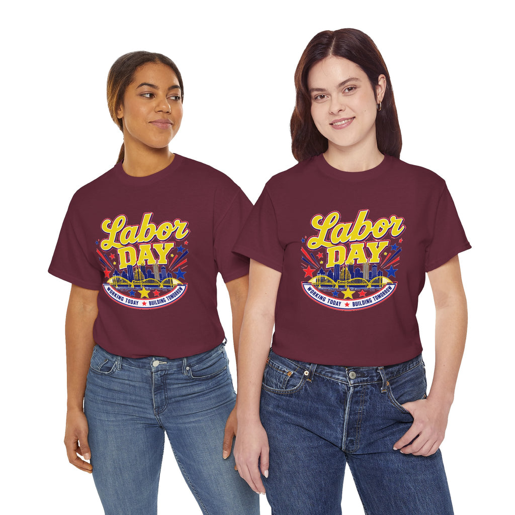 Labor Day Skyline T‑Shirt — Retro Stars & Stripes Celebration Tee
