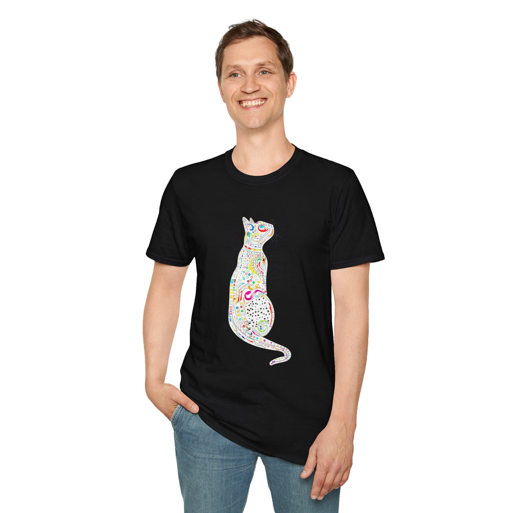 Cat Lover Shirt, Colorful Cat Graphic T-Shirt, Cute Cat Silhouette Tee