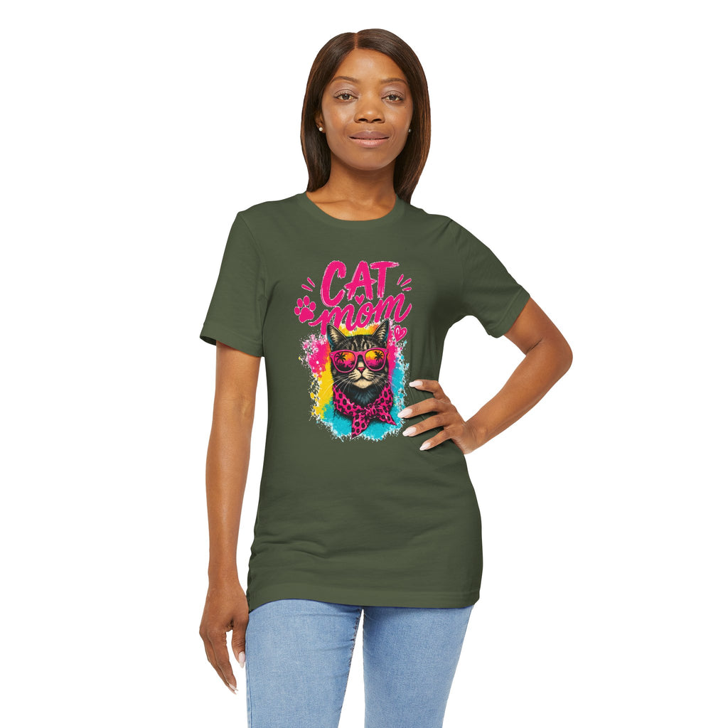Cat Mom T-Shirt | Funny Cat Mom Gift | Colorful Retro Cat Lover Tee | Cute Cat Graphic Shirt | Unisex Cat Mom Tee