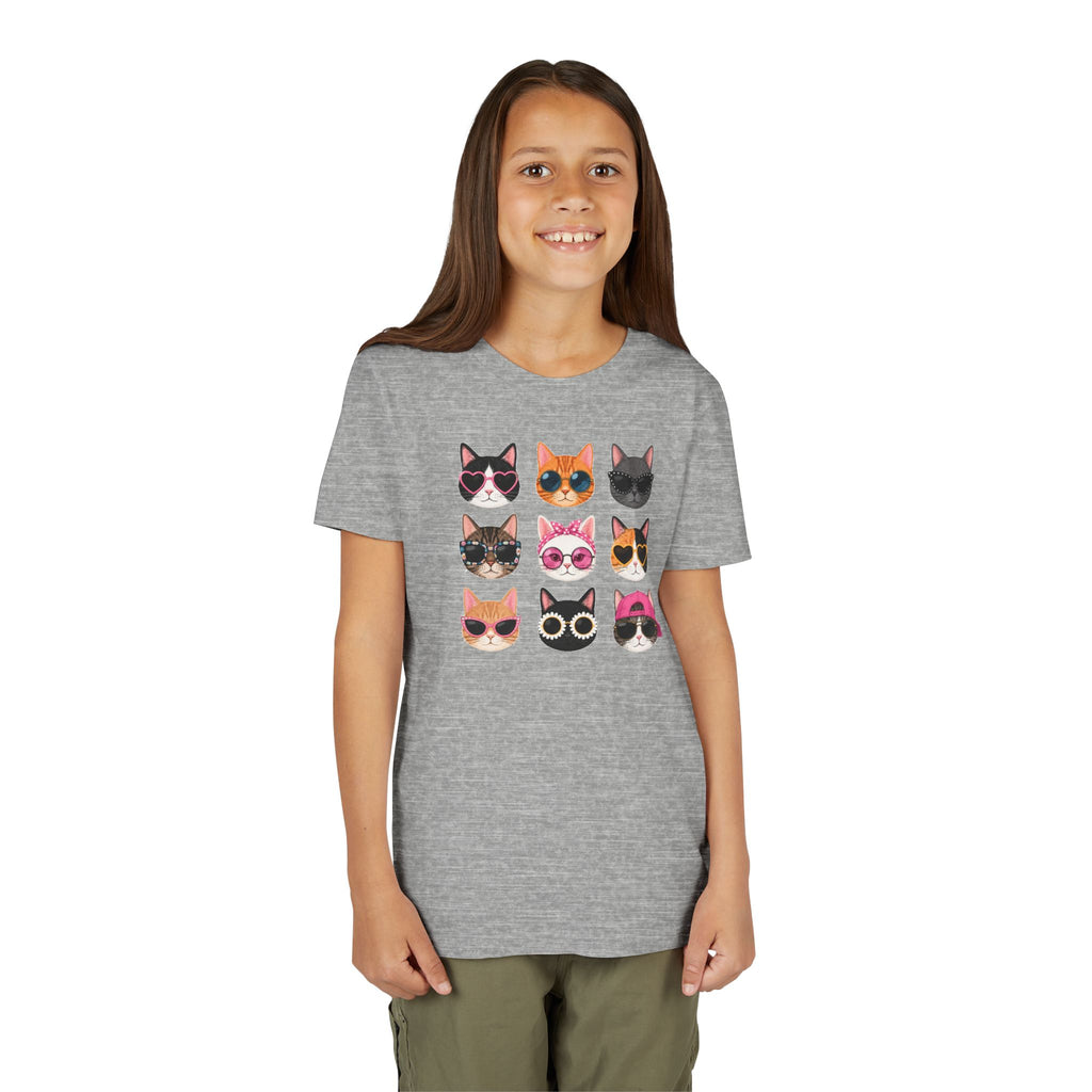 Kids Cat T-Shirt, Cute Cat Faces Shirt, Funny Kitty Tee for Girls & Boys, Cat Lover Gift for Kids, Colorful Cat Graphic Tee