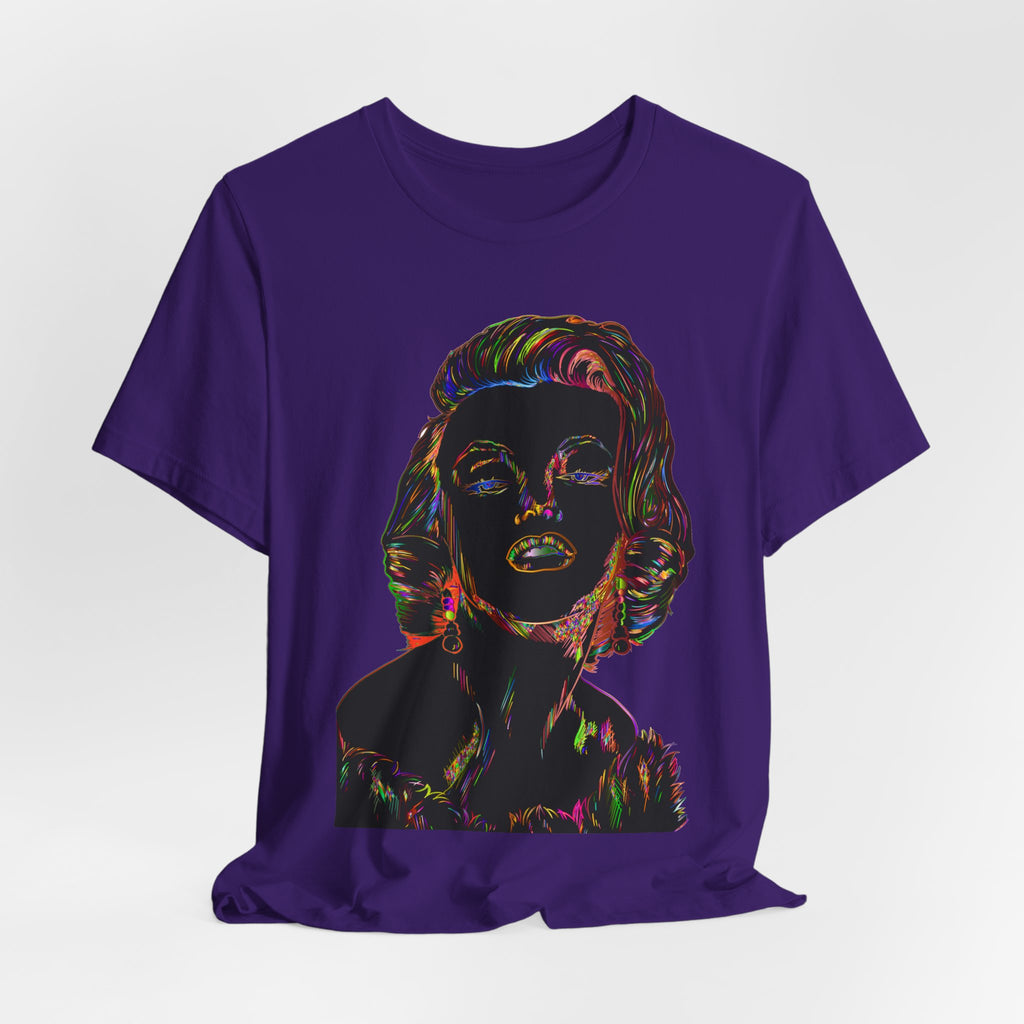 Neon Pop Art Portrait T-Shirt – Retro Rainbow Graphic Tee