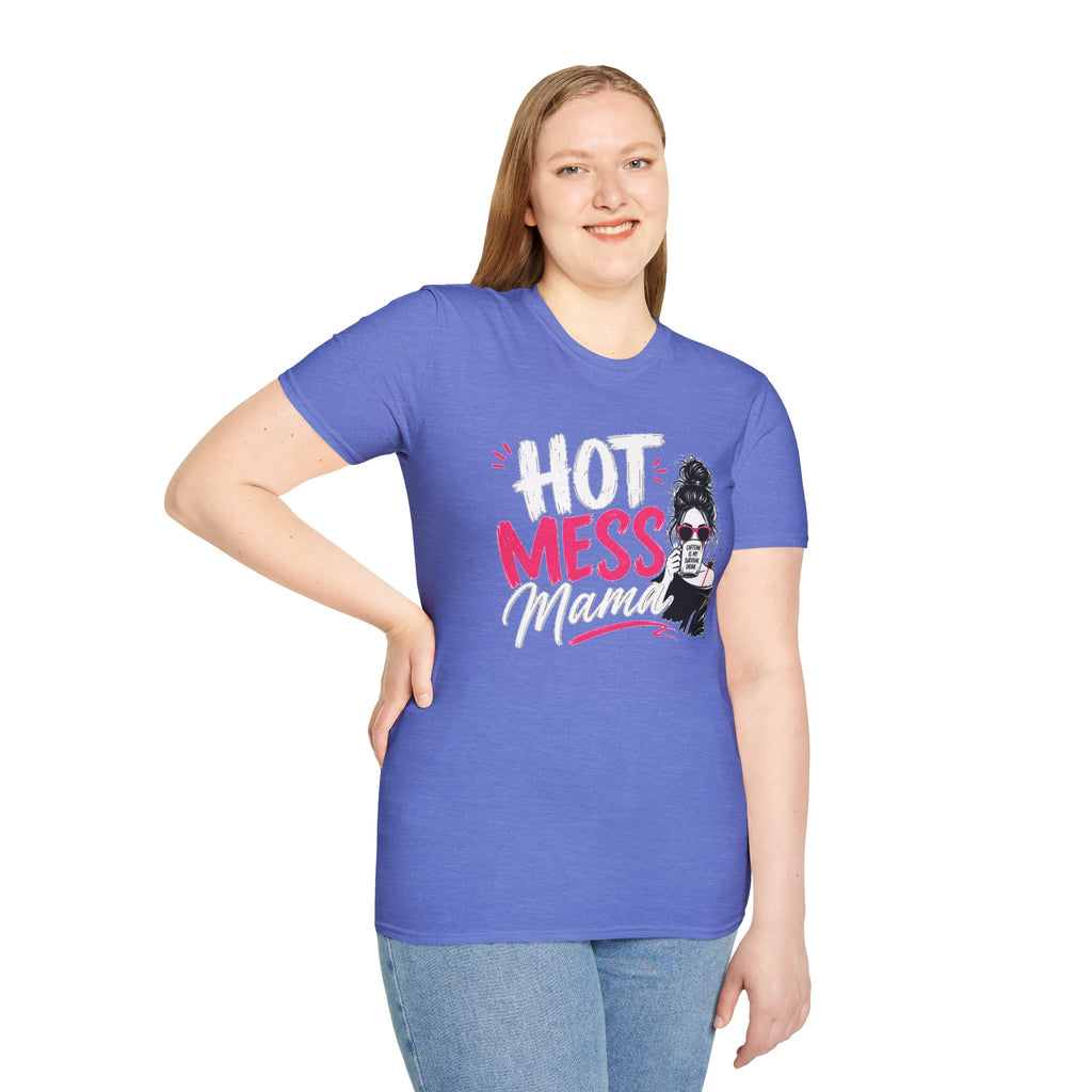 Hot Mess Mama Coffee Lover Shirt, Funny Mom Life Graphic Tee, Caffeine Humor T-Shirt for Moms