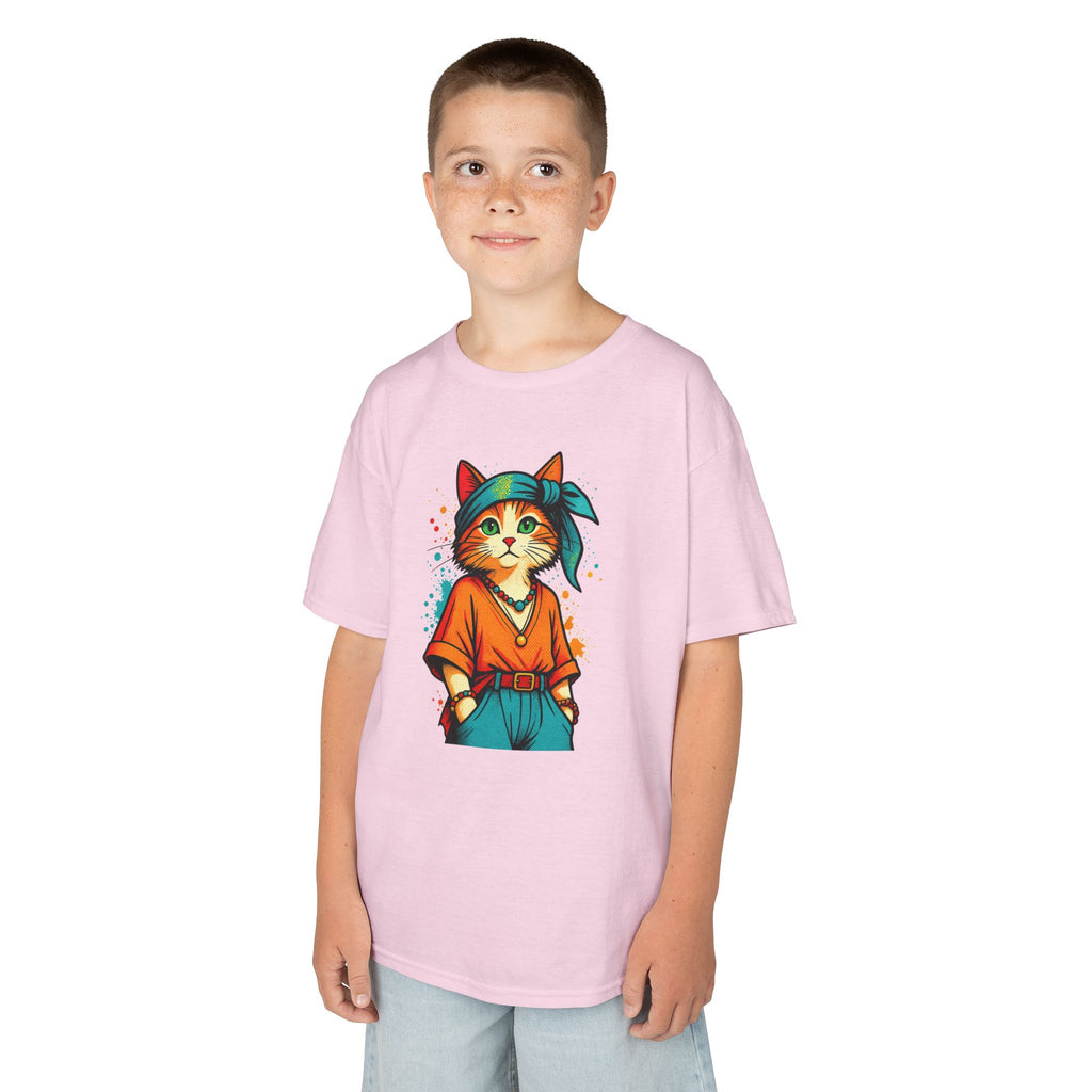 Kid's Retro Cat Tee — Cool Cat Graphic Shirt for Kids