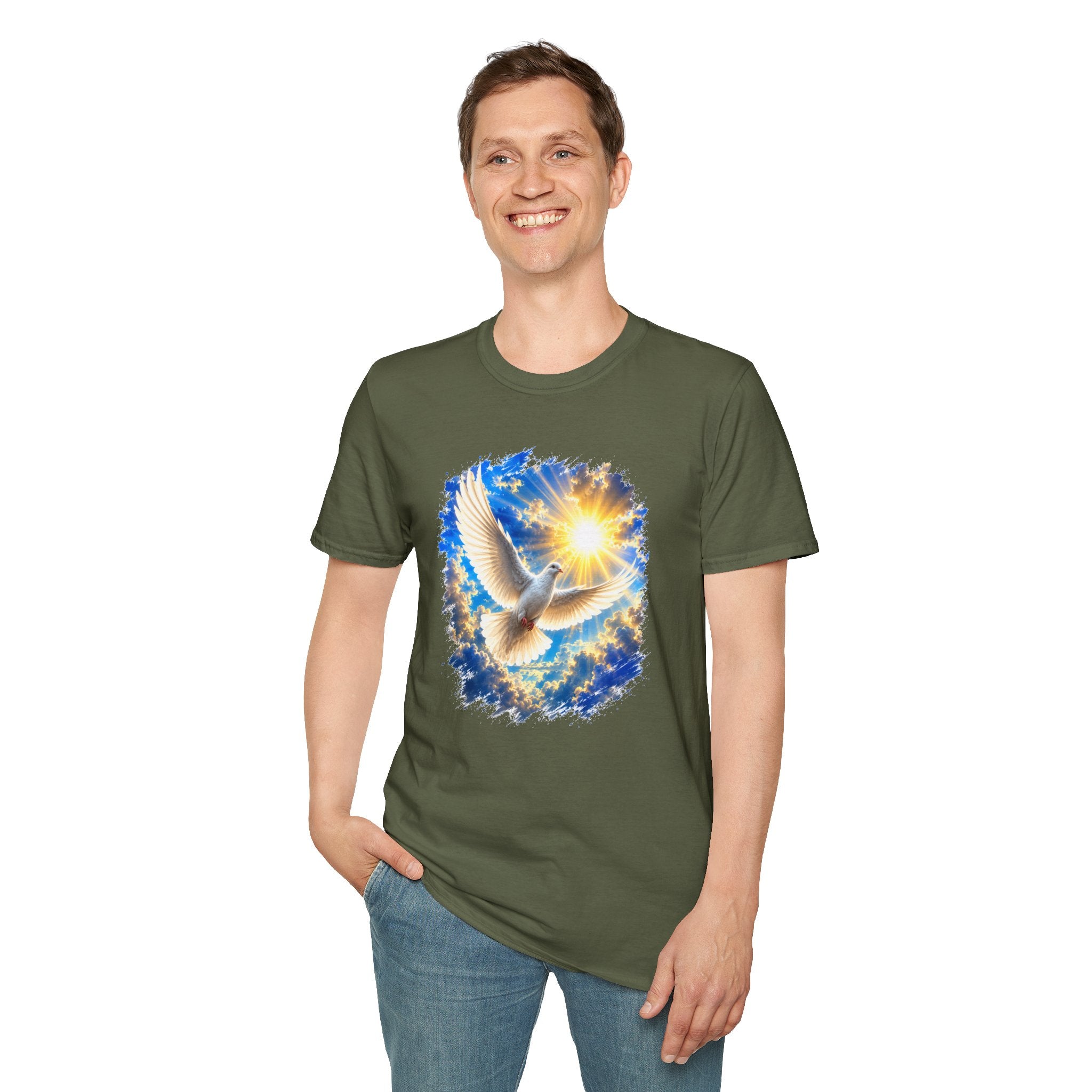 Dove of Light T-Shirt | White Dove Graphic Tee | Peace & Hope Shirt | Inspirational Bird Tee | Christian Gift | Unisex Graphic T-Shirt