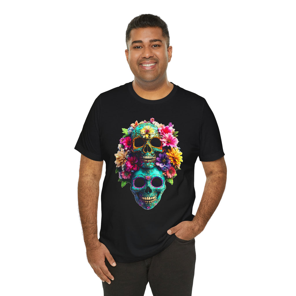 Floral Skull T-Shirt, Day of the Dead Shirt, Sugar Skull Graphic Tee, Colorful Skull Tee, Gothic Floral Shirt