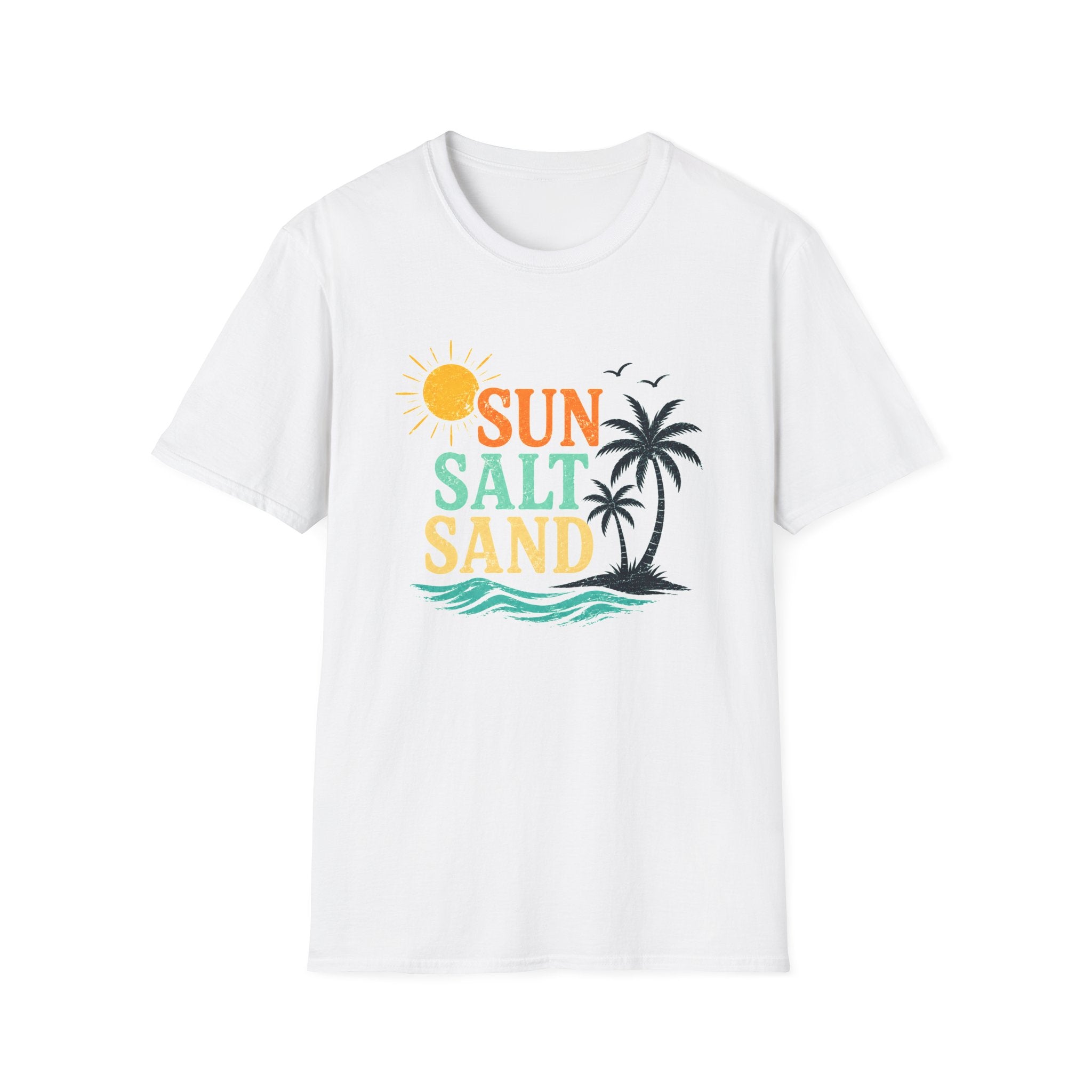 Sun Salt Sand Beach T-Shirt — Palm Tree Summer Vacation Tee