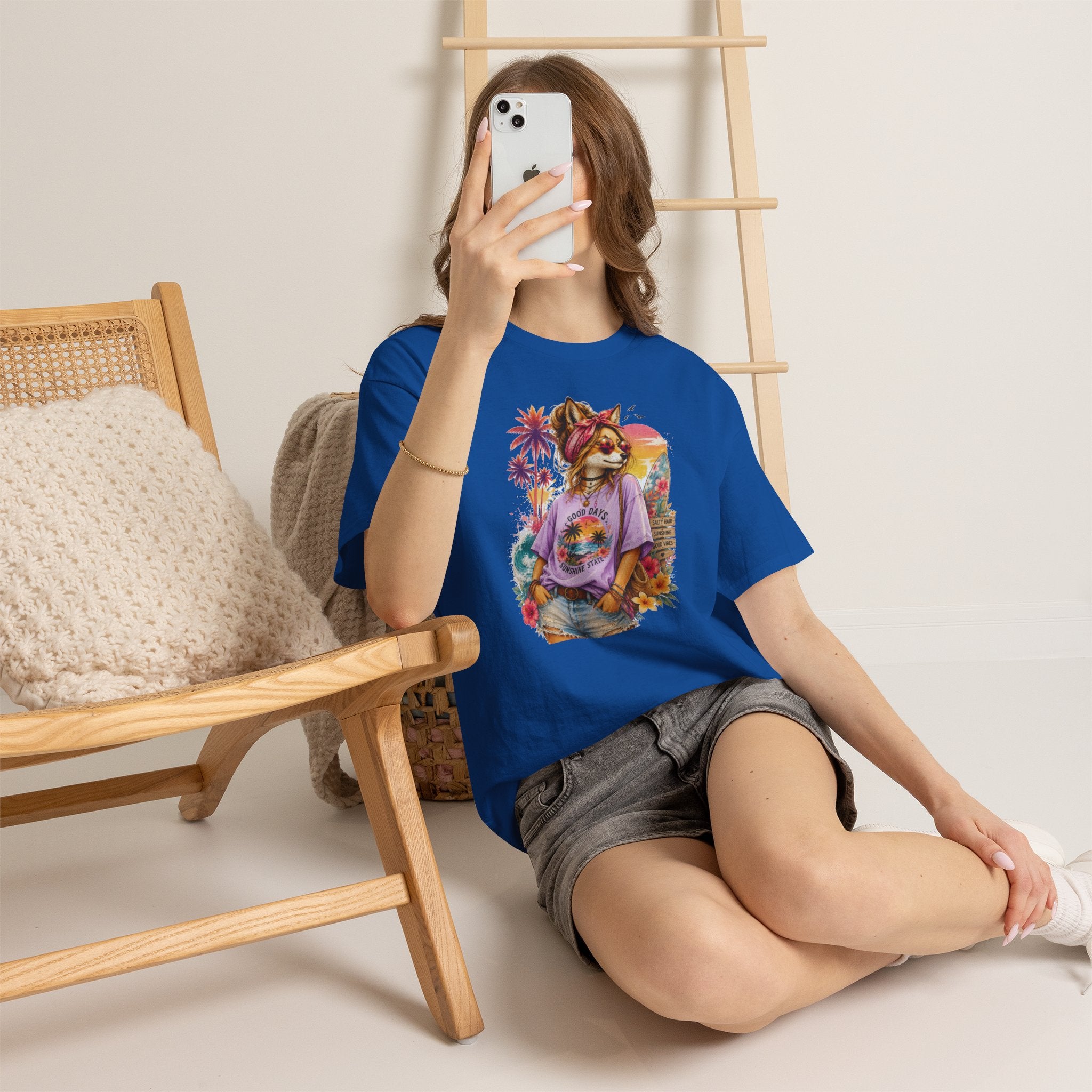 Fox Beach Vibes Shirt, Retro Beach T-Shirt, Summer Sunset Graphic Tee, Coastal Vacation Gift