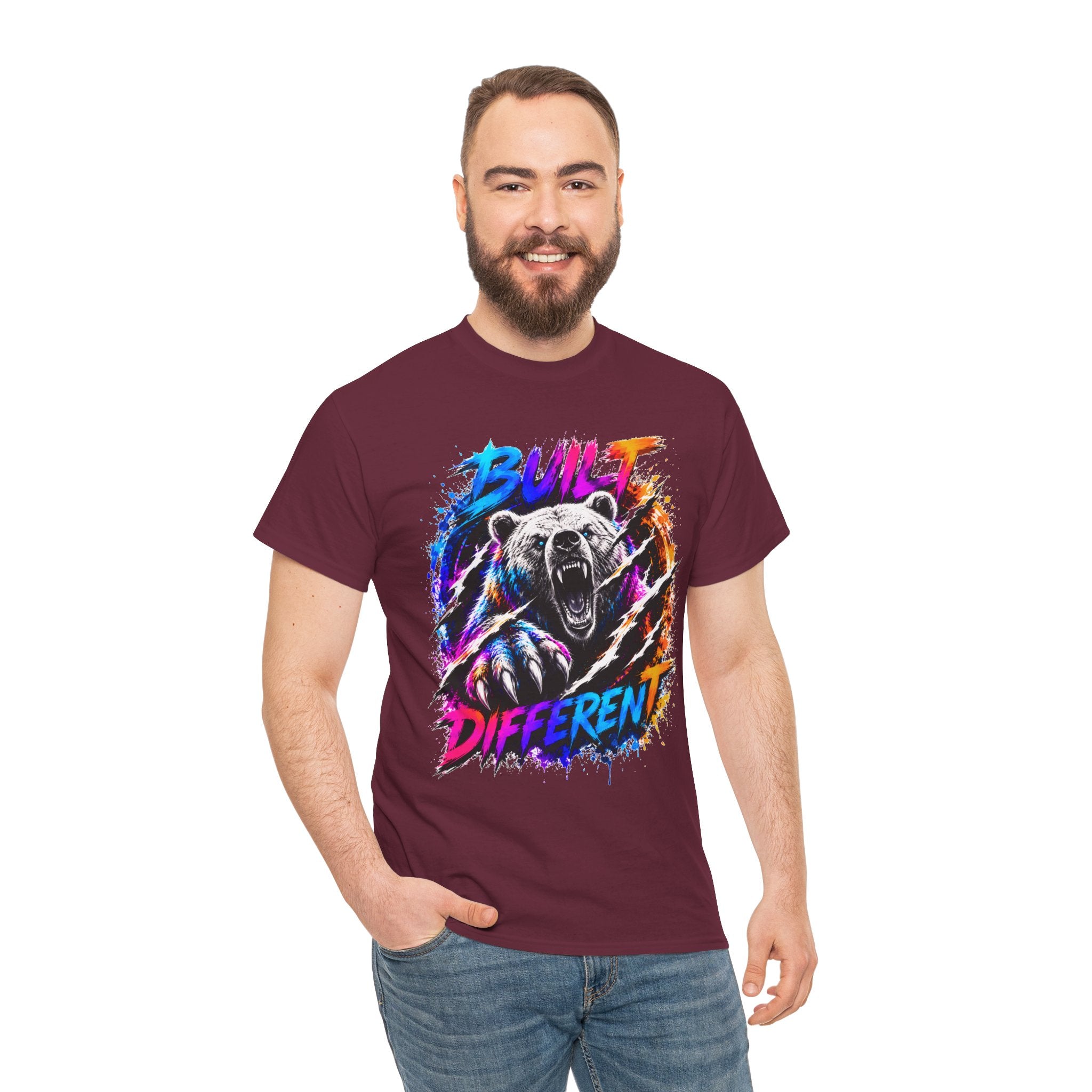 Built Different Bear T-Shirt — Bold Retro Grunge Graphic Tee